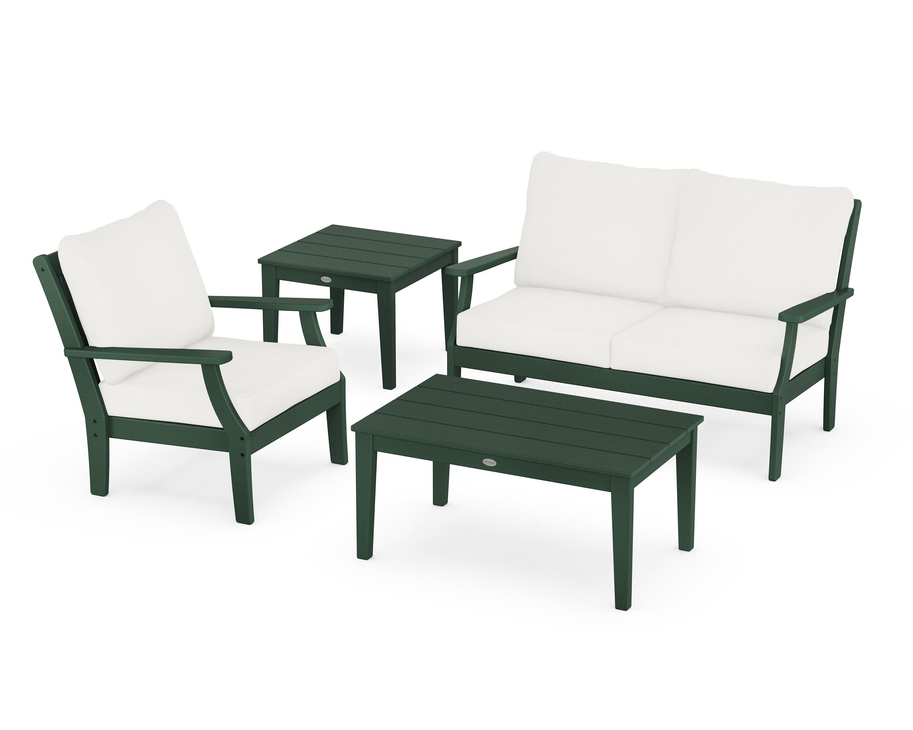 Braxton 4-Piece Deep Seating Set in Green / Natural Linen