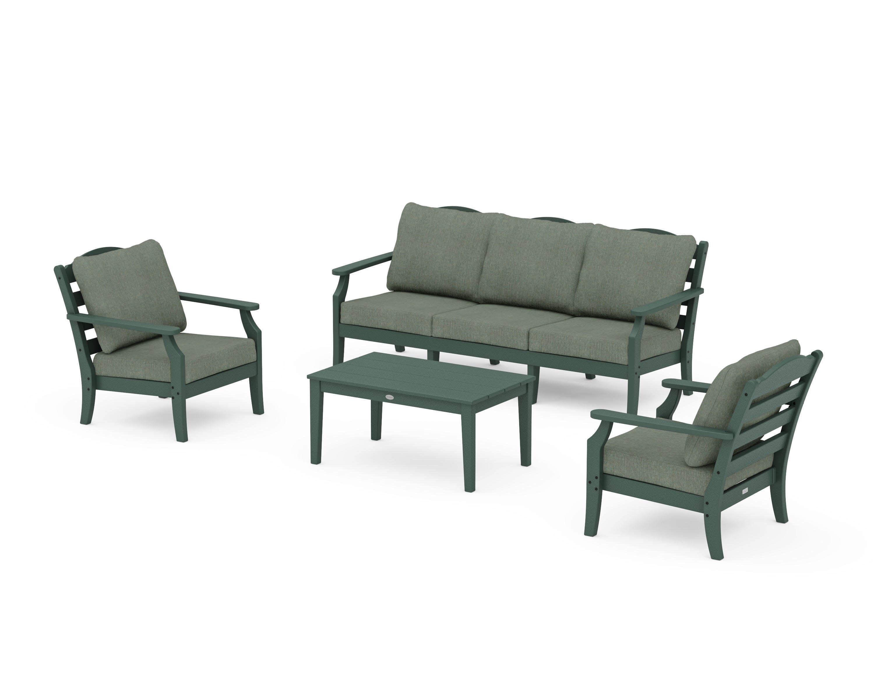 Savannah 4-Piece Deep Seating Set with Sofa in Green / Cast Sage