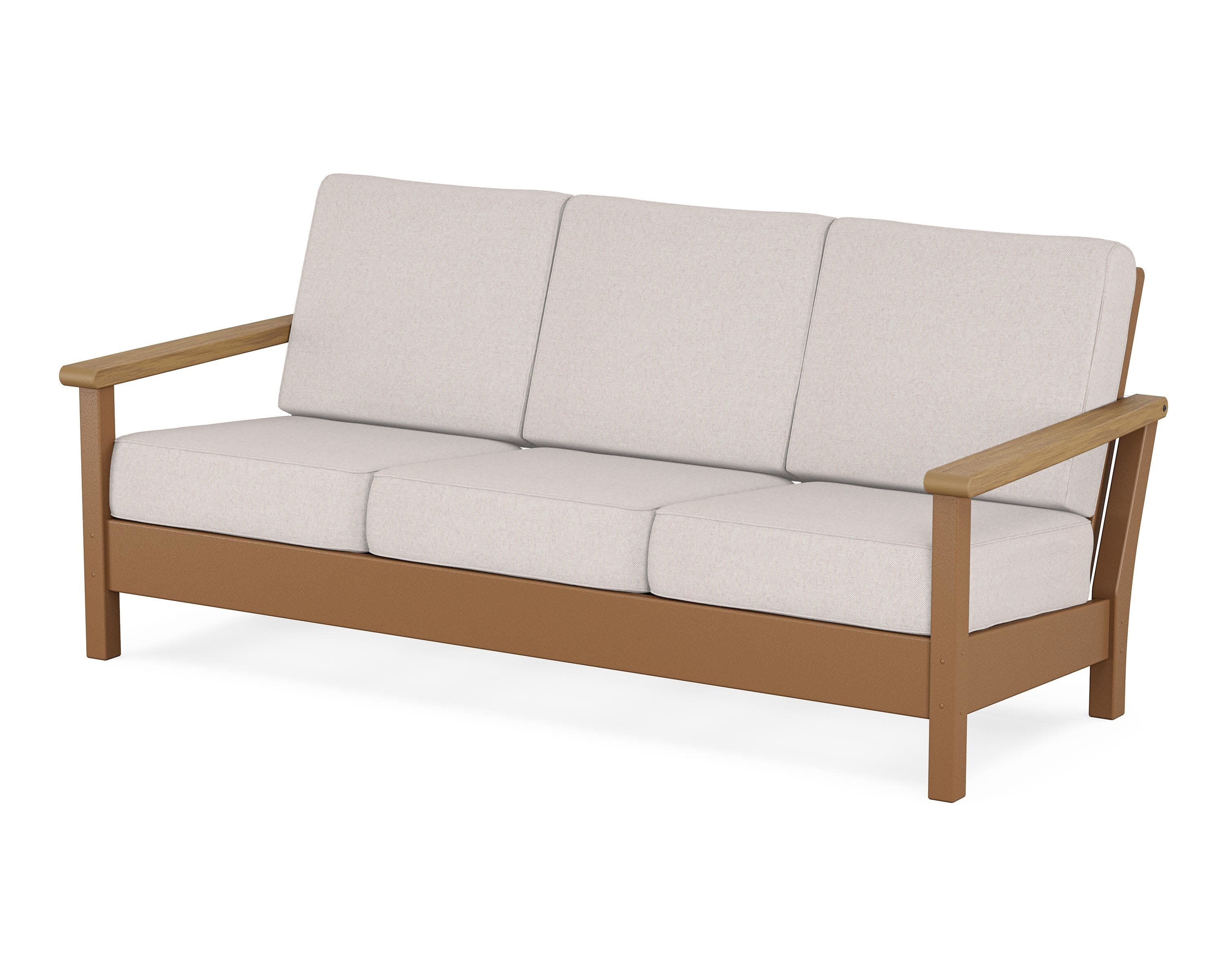 Harbour Deep Seating Sofa in Teak / Natural / Dune Burlap