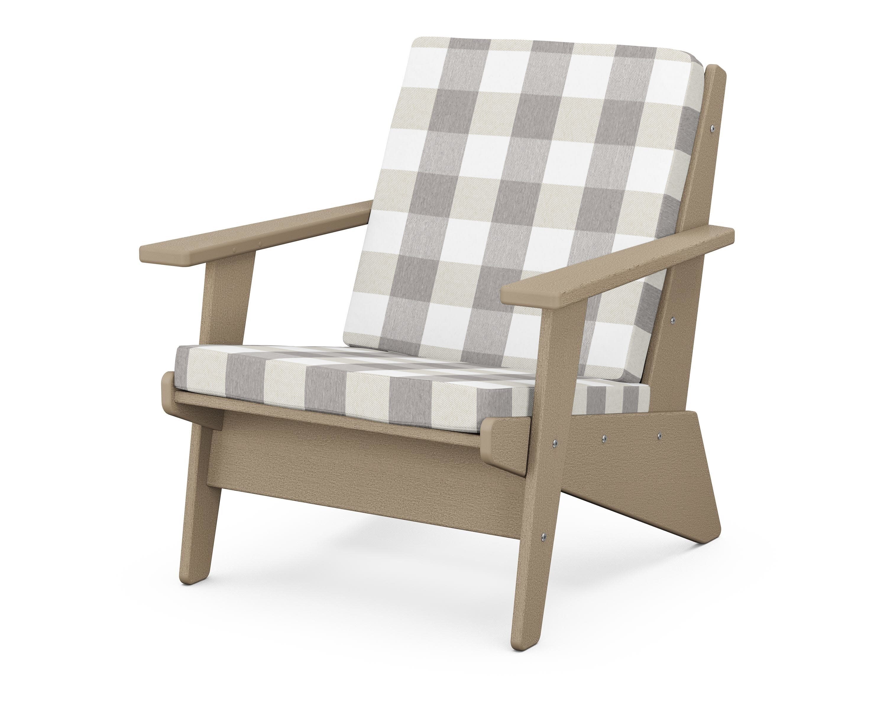 Riviera Modern Lounge Chair in Vintage Sahara / Buffalo Plaid Grey Mist