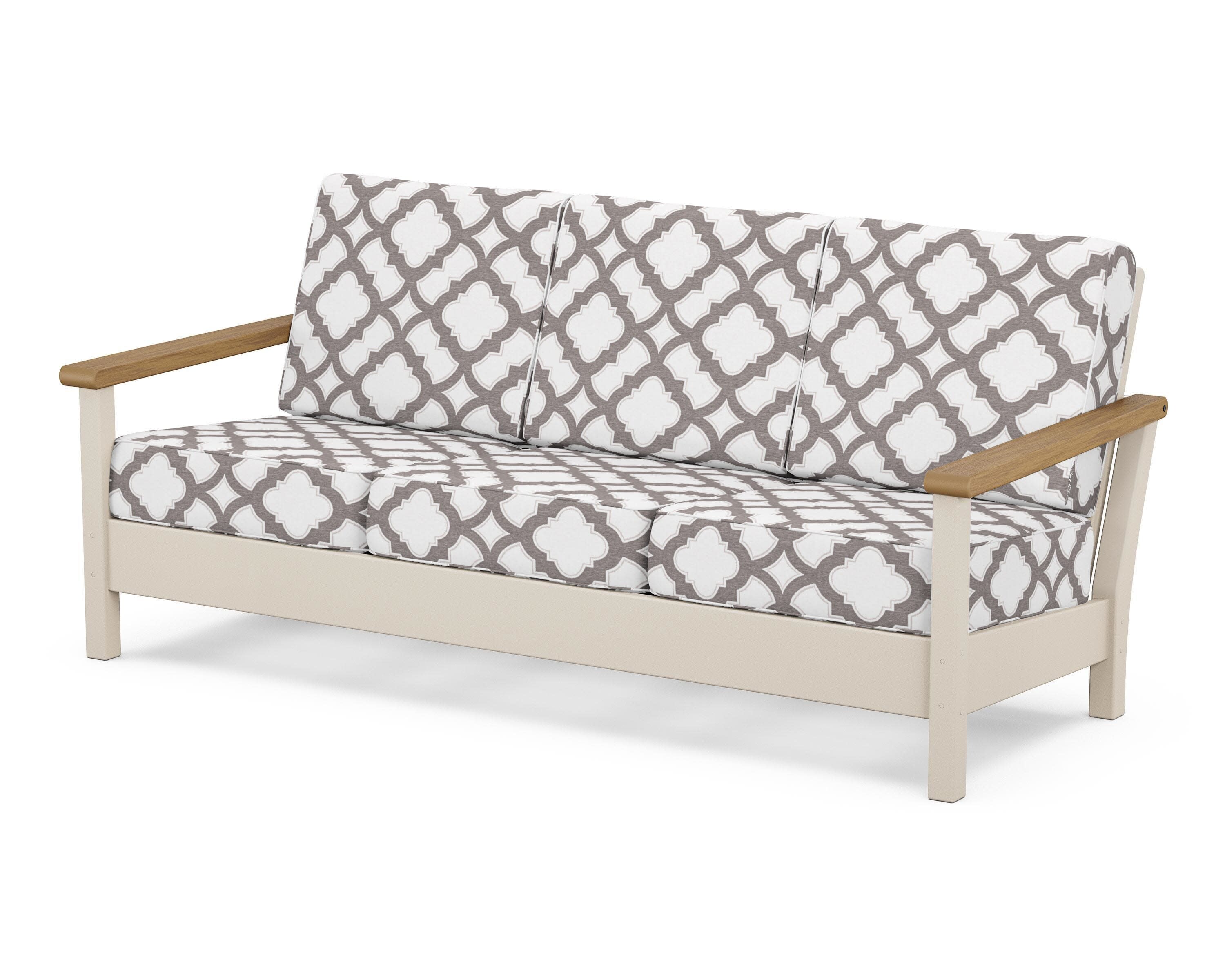Harbour Deep Seating Sofa in Sand / Natural / Trellis Grey Mist