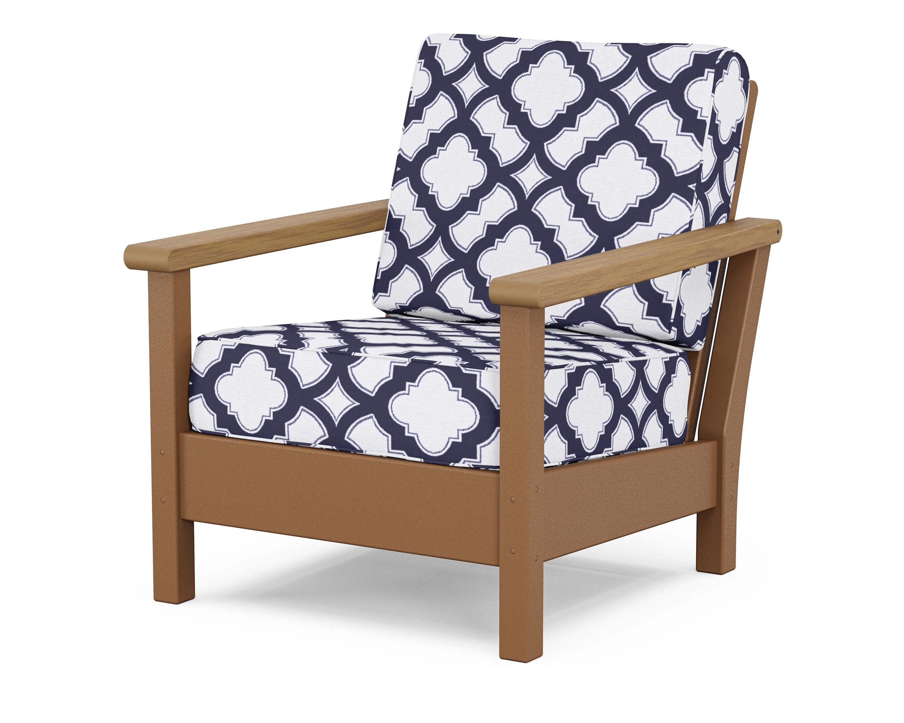 Harbour Deep Seating Chair in Teak / Natural / Trellis Navy