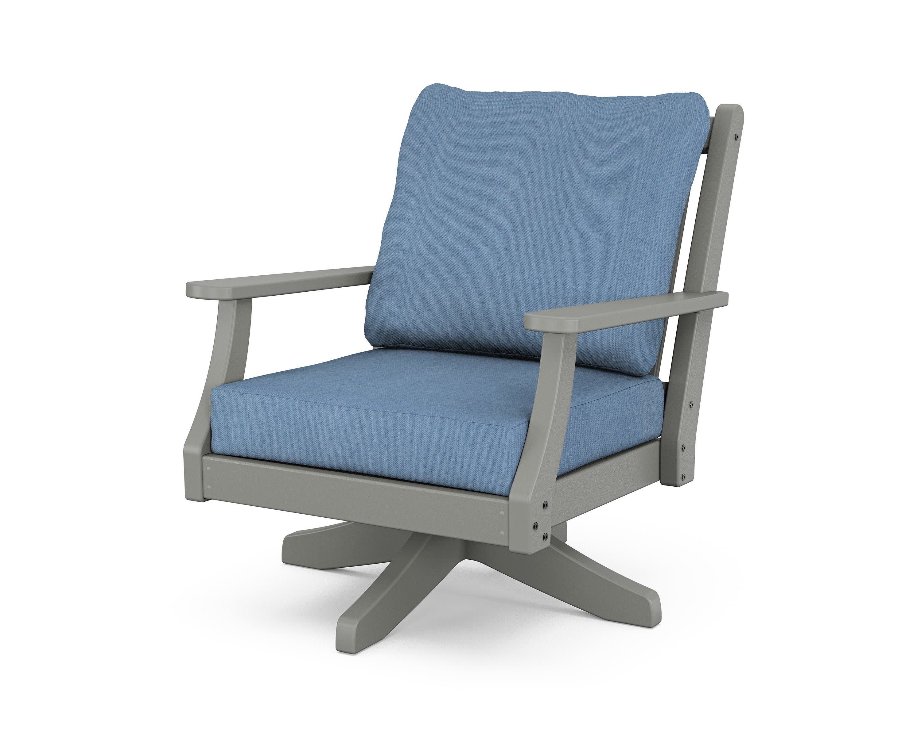 Wovendale Deep Seating Swivel Chair in Slate Grey / Sky Blue