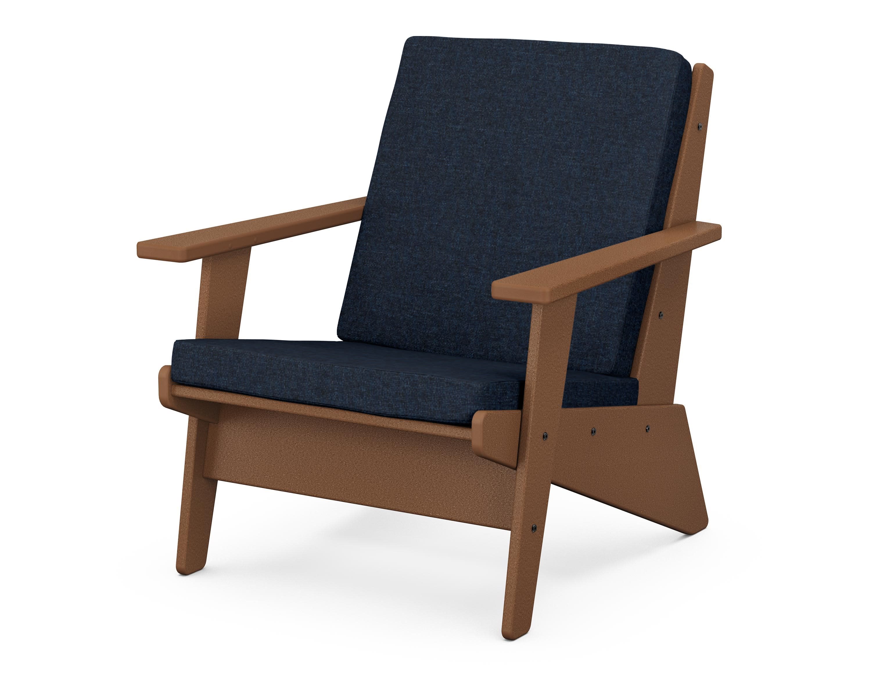 Riviera Modern Lounge Chair in Teak / Marine Indigo