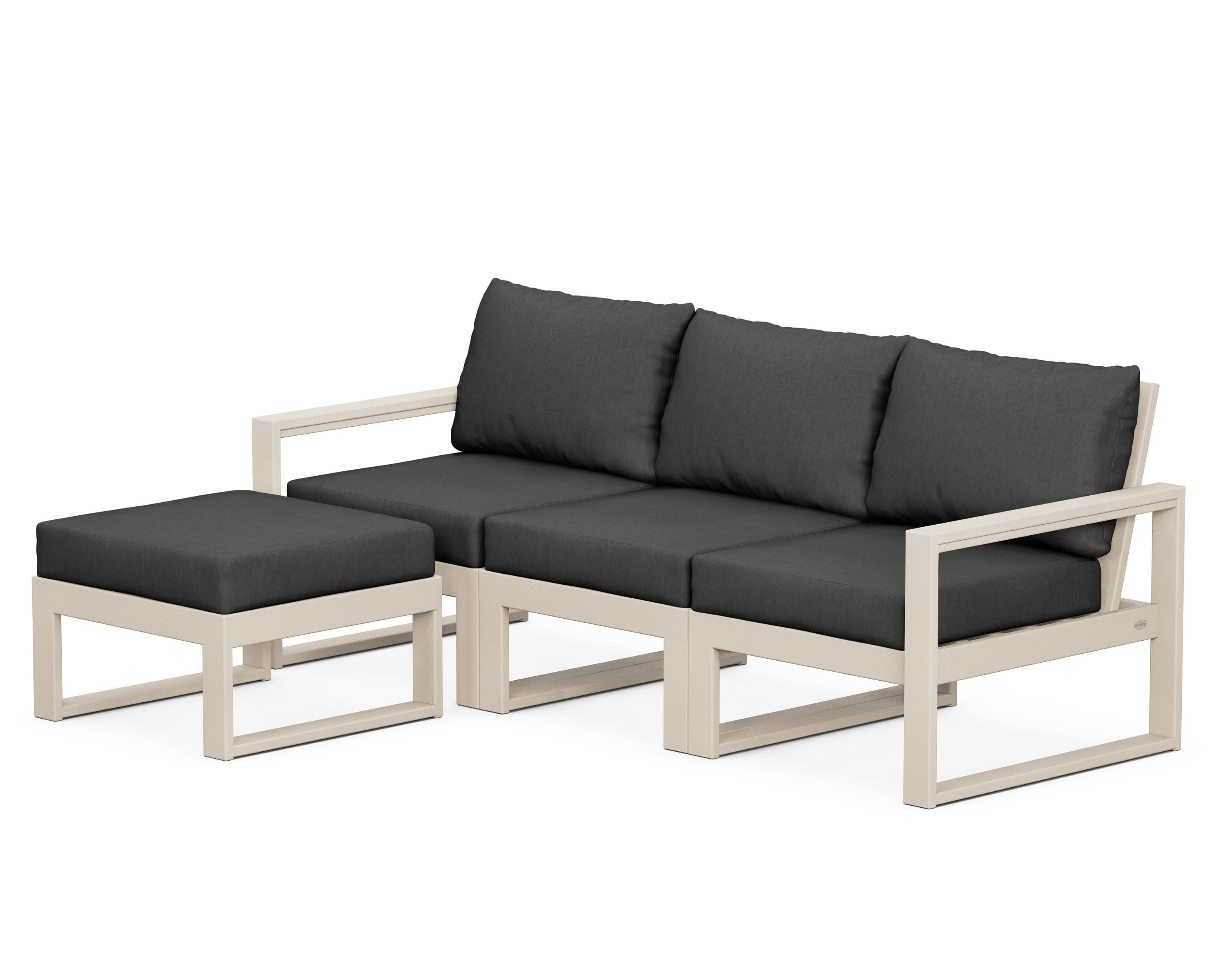 EDGE 4-Piece Modular Deep Seating Set with Ottoman in Sand / Spectrum Carbon