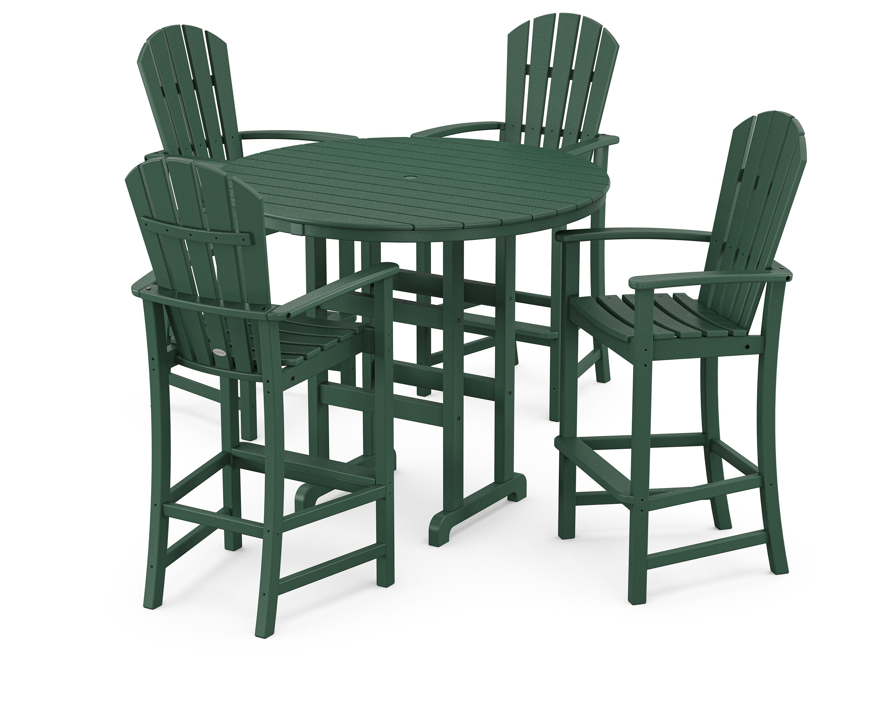 Palm Coast 5-Piece Round Farmhouse Bar Set in Green