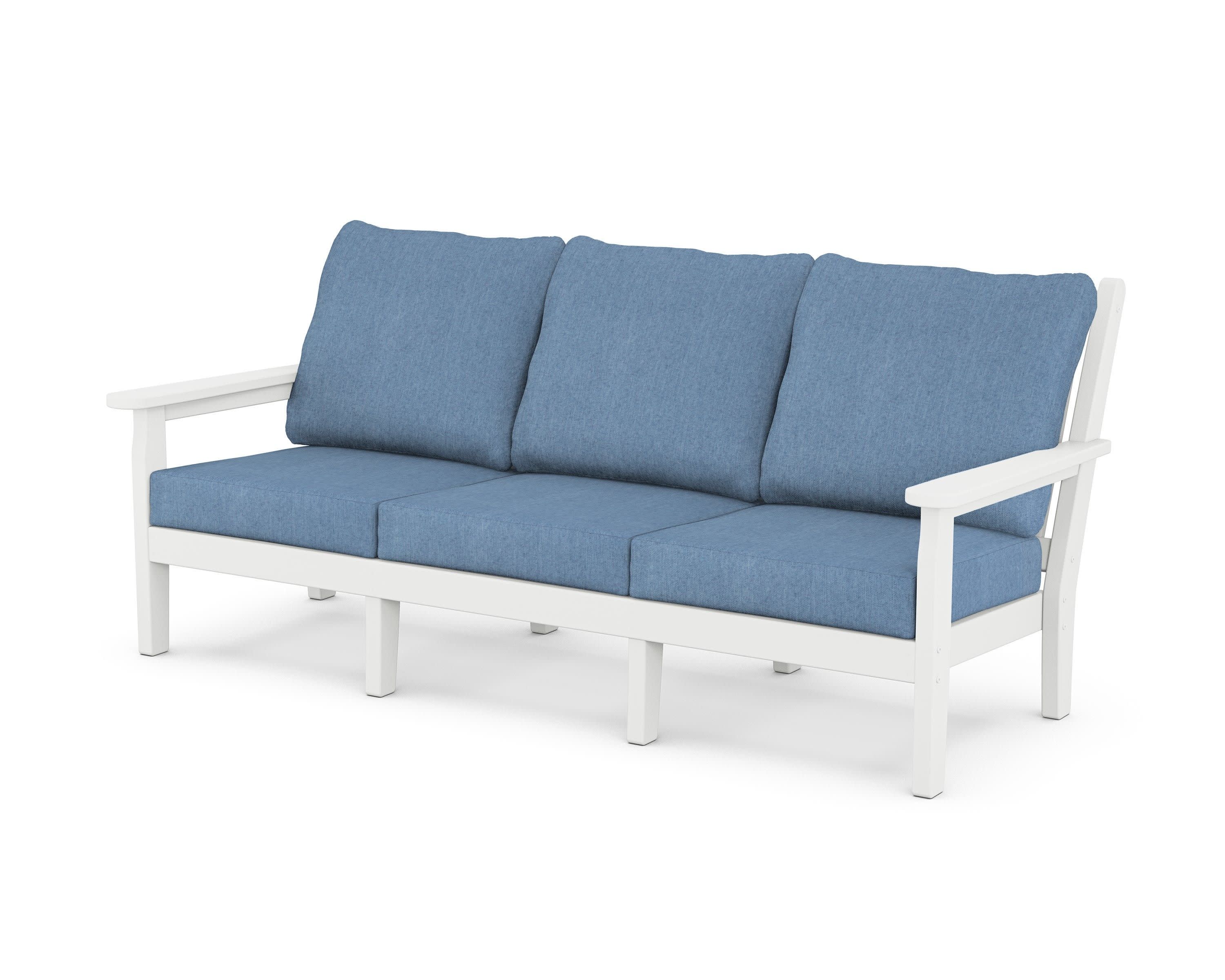 Chippendale Deep Seating Sofa in White / Sky Blue