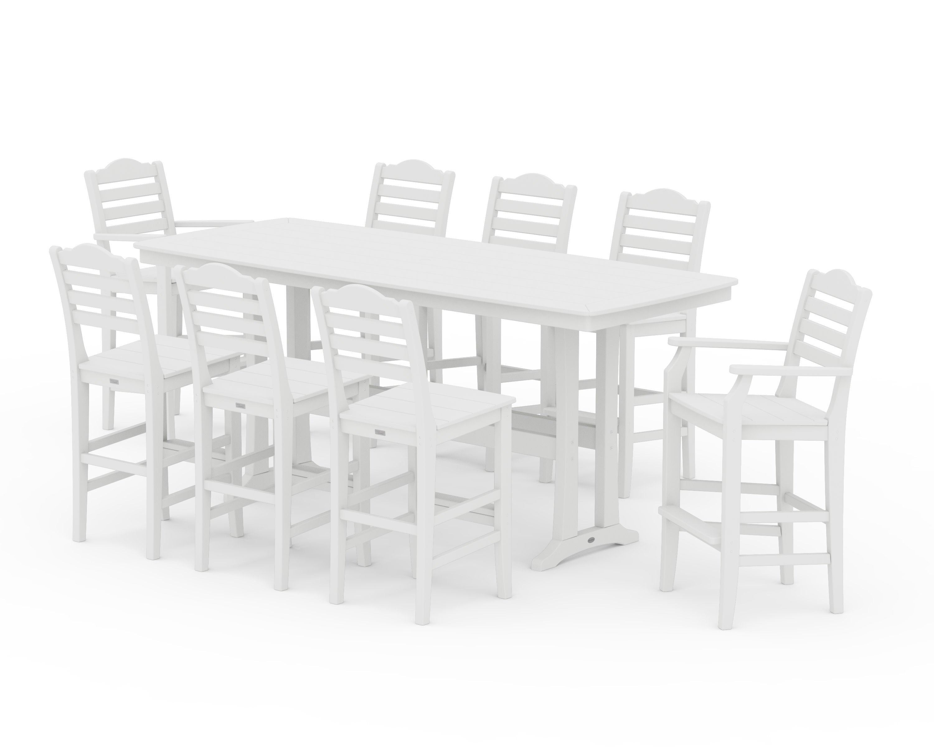 Savannah 9-Piece Bar Set with Trestle Legs in White