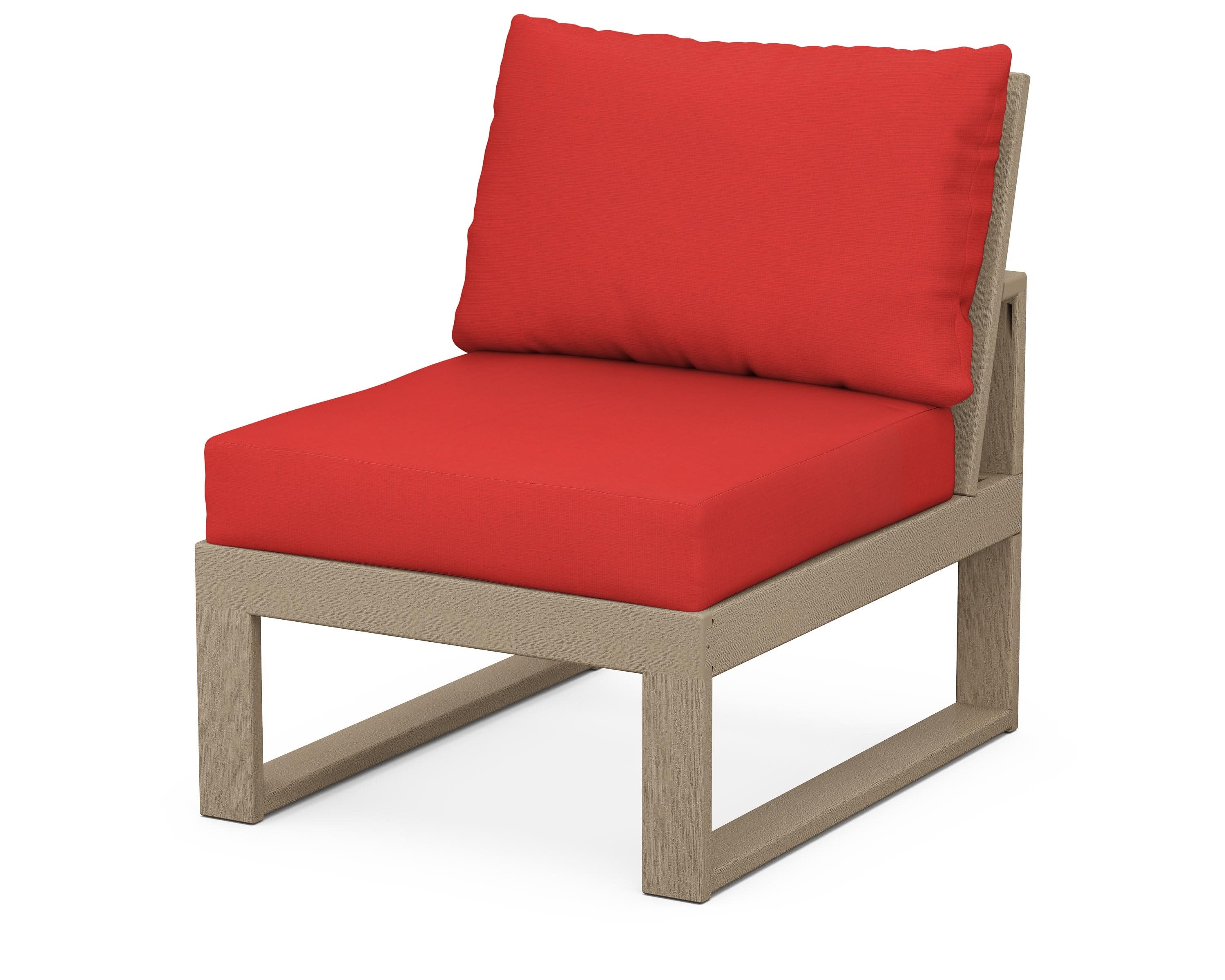 Modular Armless Chair in Vintage Sahara / Crimson Linen