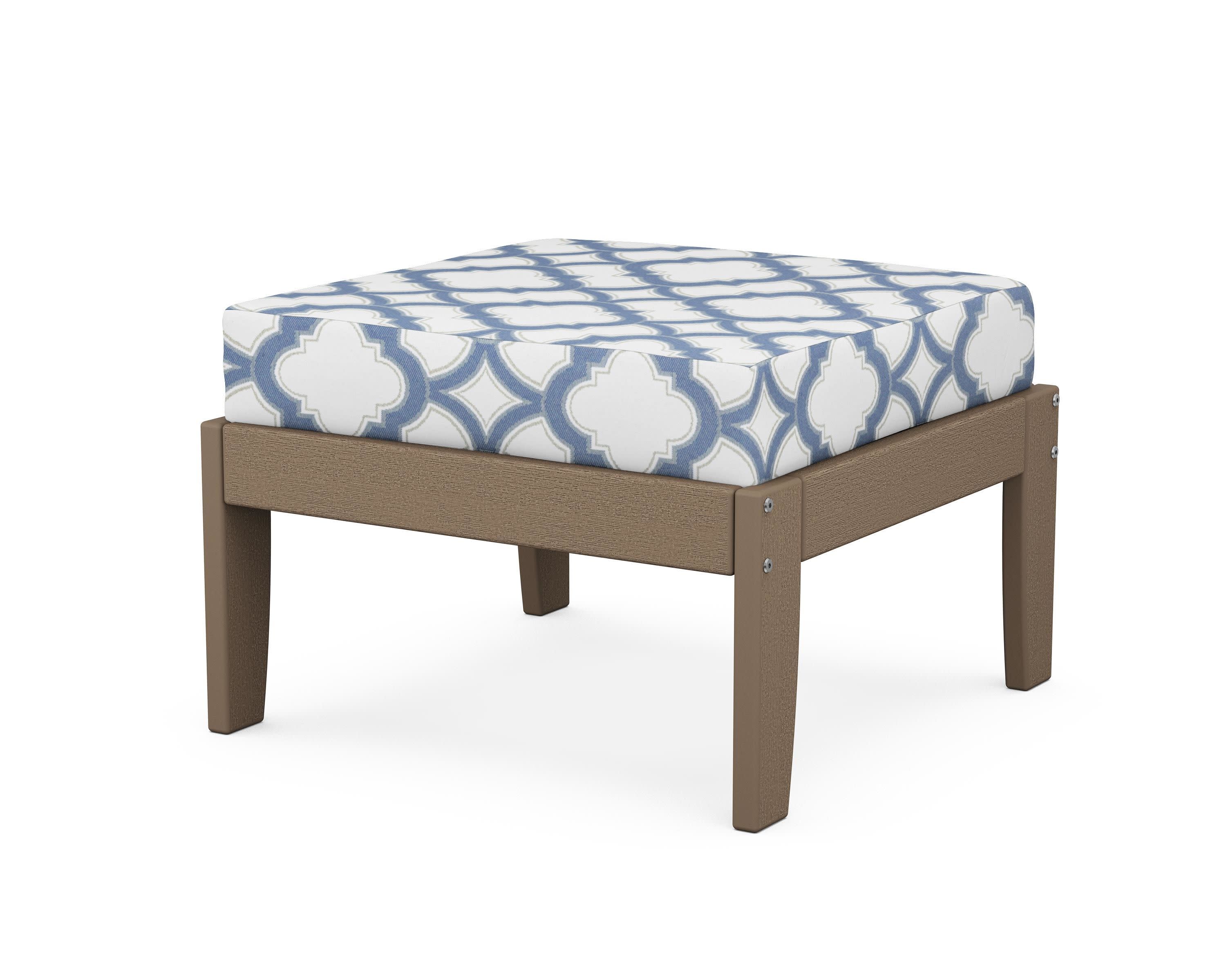 Modular Ottoman - Classic in Vintage Sahara / Trellis Sky Blue