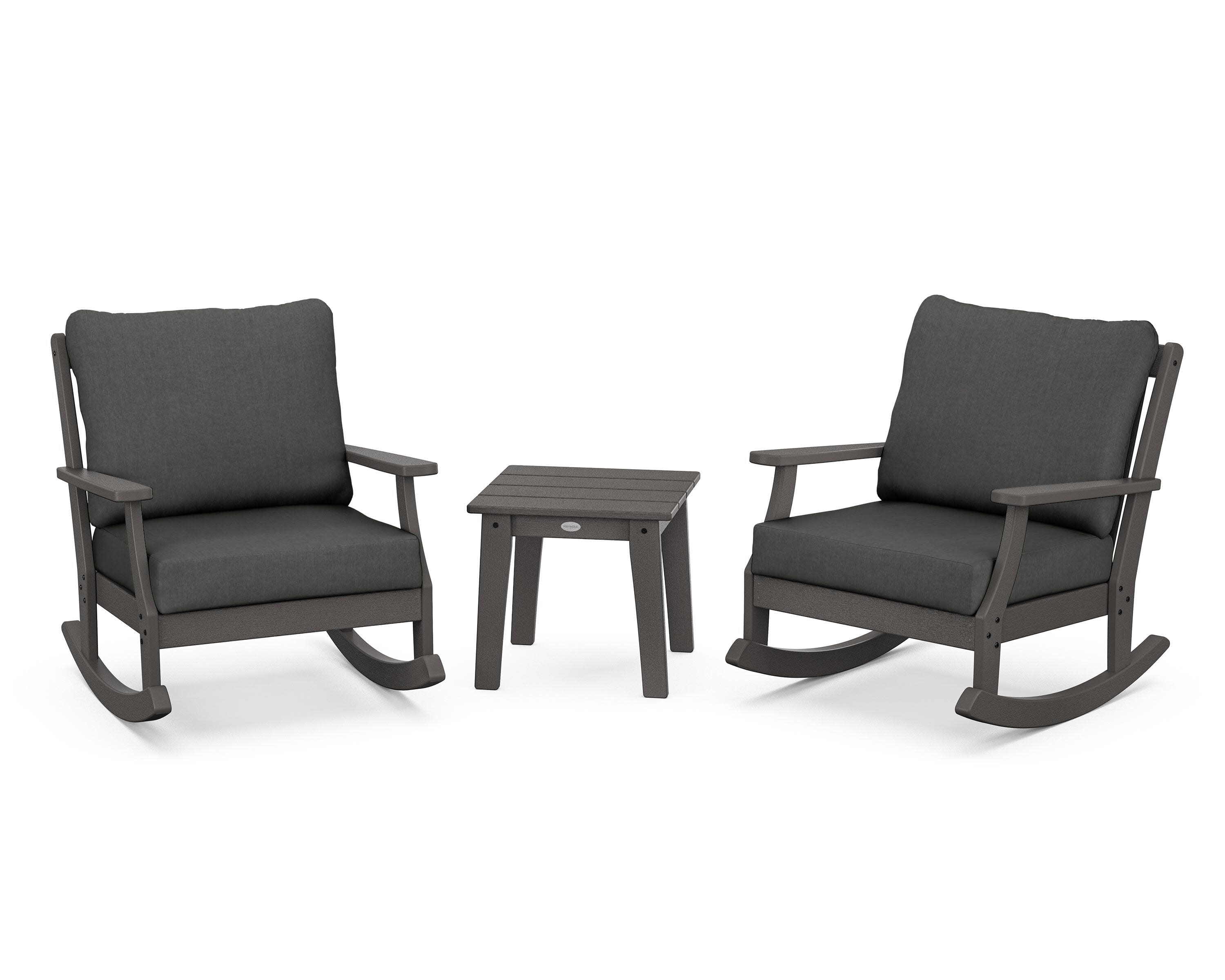 Braxton 3-Piece Deep Seating Rocker Set in Vintage Coffee / Spectrum Carbon