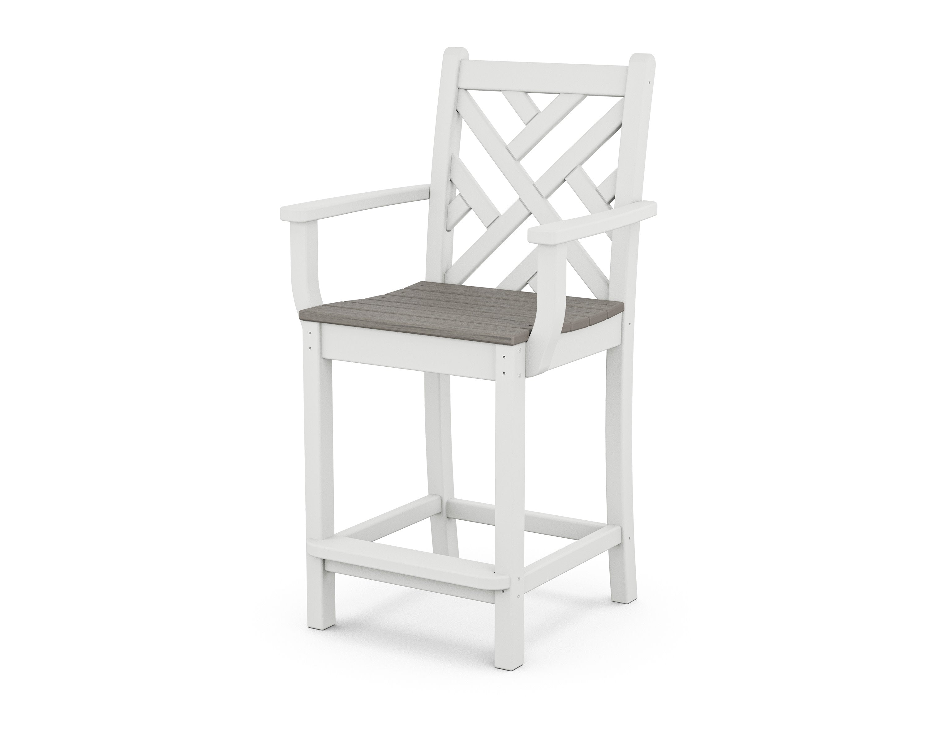 Chippendale Counter Arm Chair in White / Driftwood