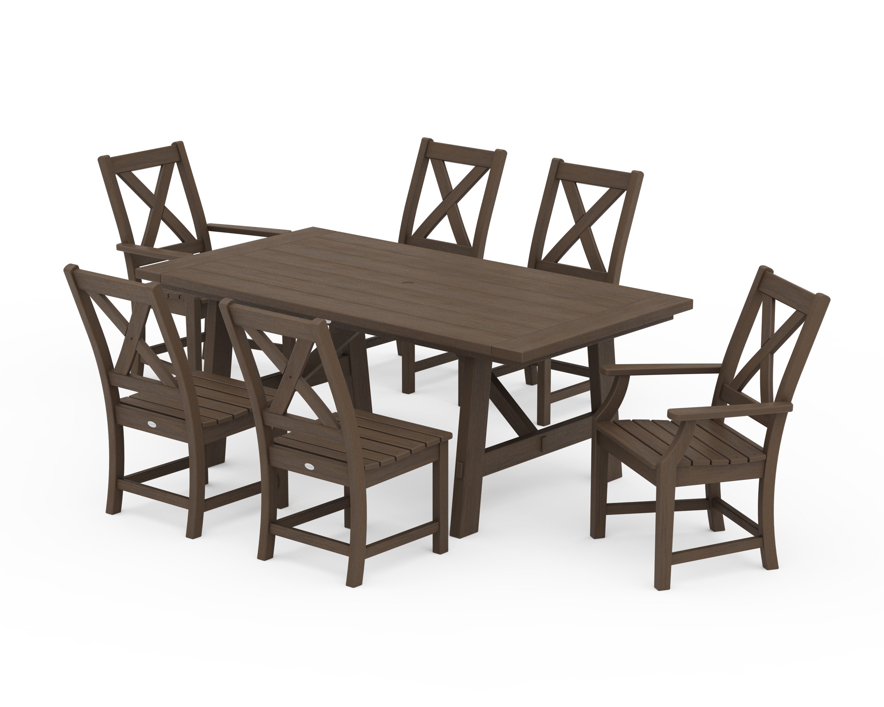 Braxton 7-Piece Rustic Farmhouse Dining Set in Kona