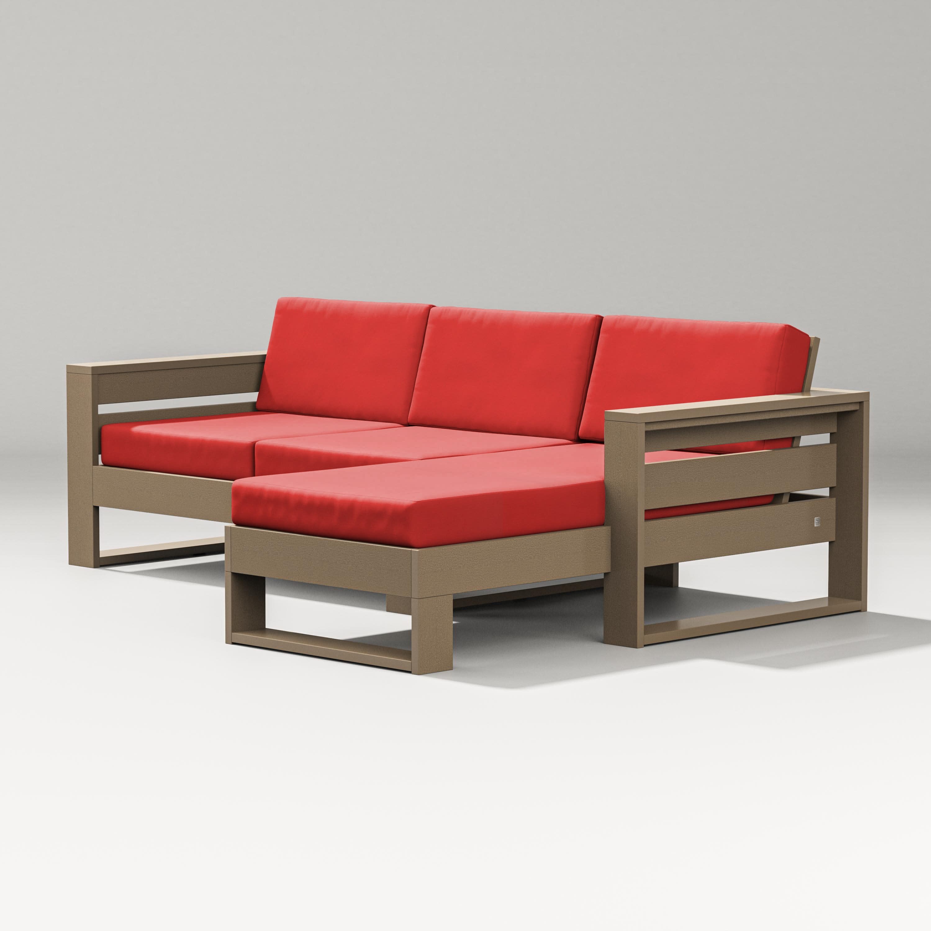 Latitude Right Chaise Sectional in Vintage Sahara / Crimson Linen