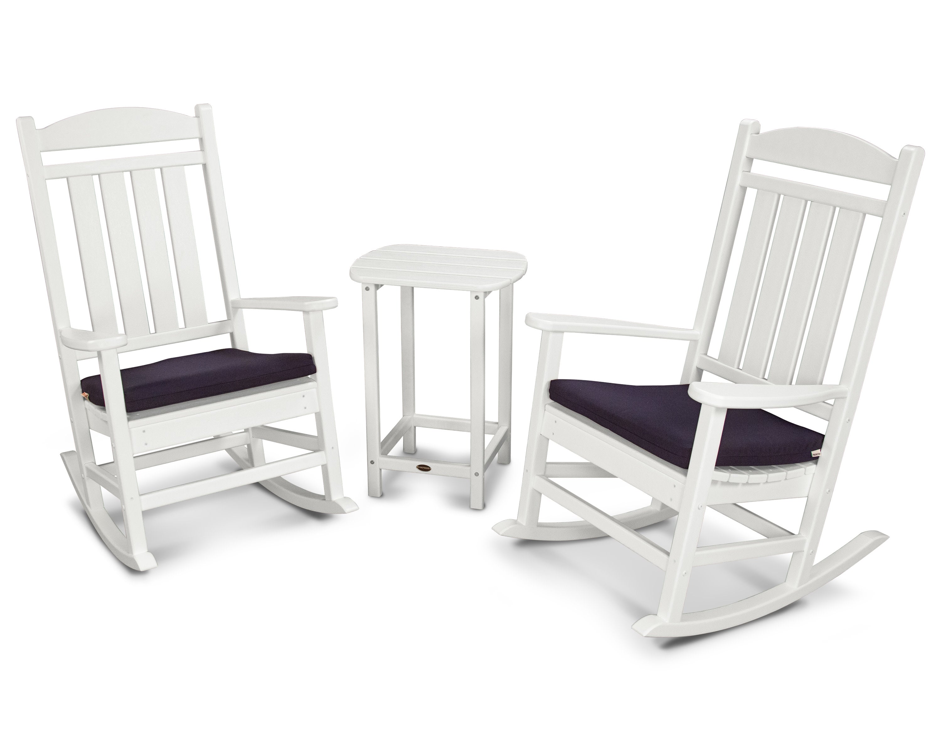 Presidential 3-Piece Rocker with Seat Cushions in White / Navy