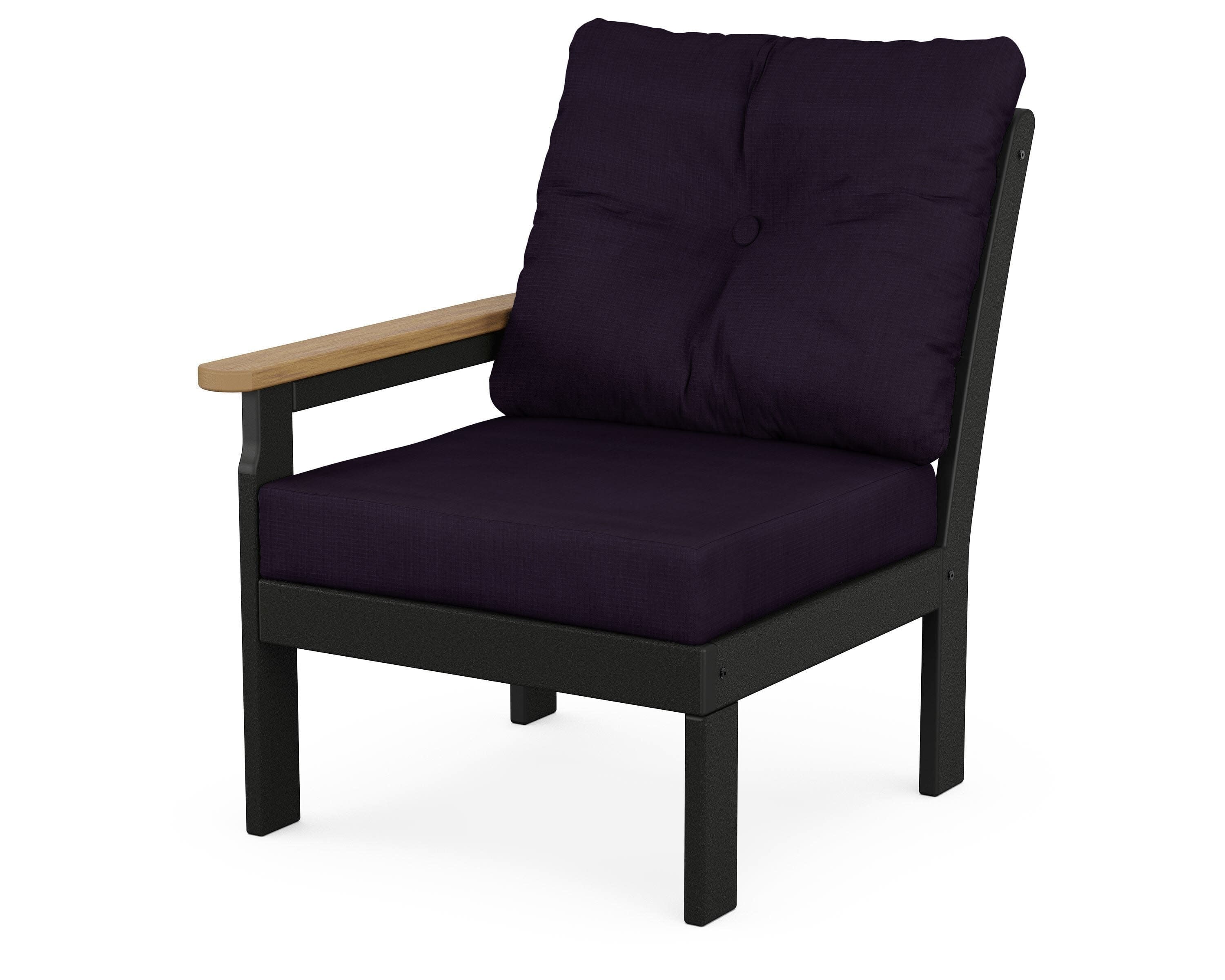 Vineyard Modular Left Arm Chair in Black / Natural / Navy Linen