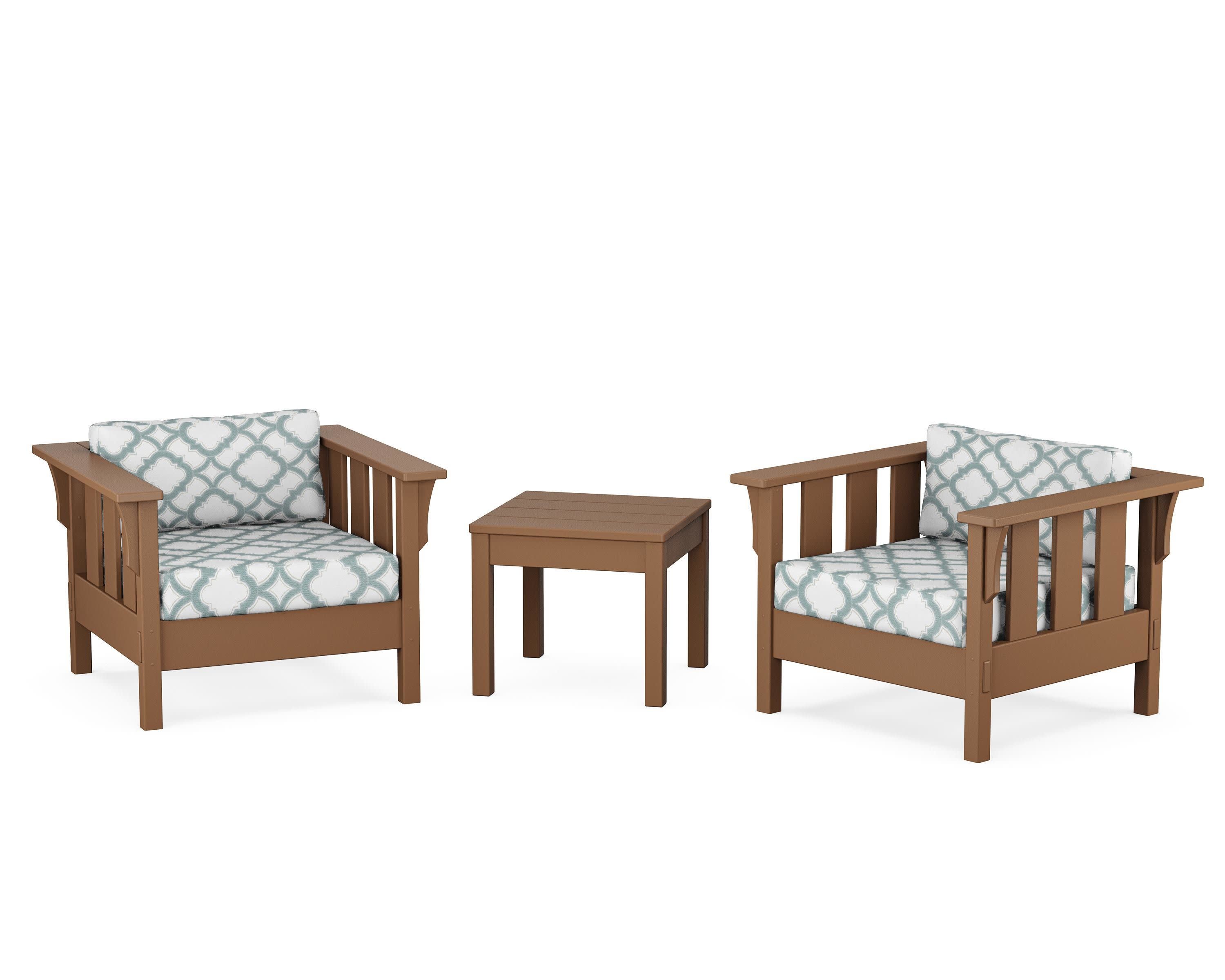 Acadia 3-Piece Deep Seating Set in Teak / Trellis Glacier Spa