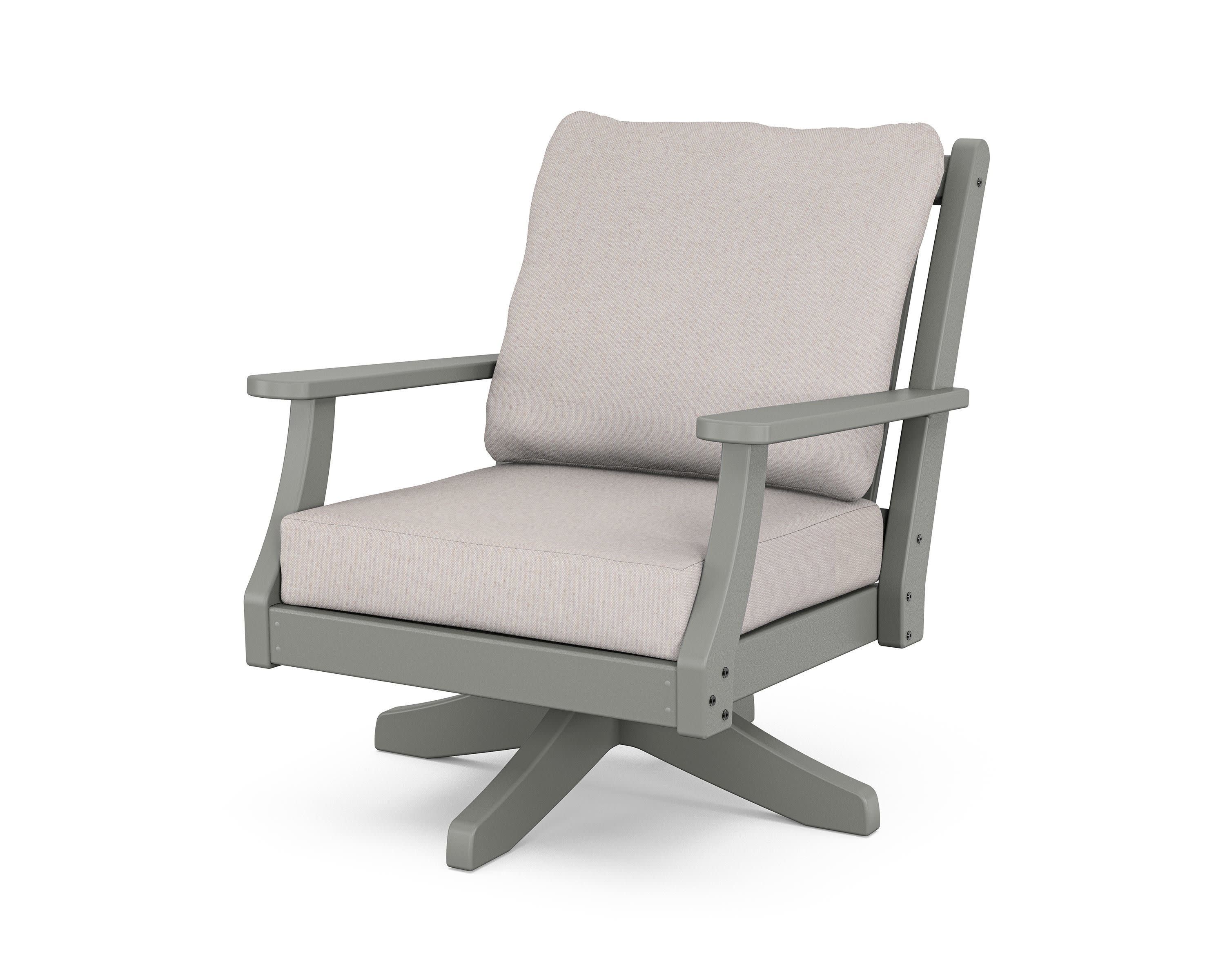 Wovendale Deep Seating Swivel Chair in Slate Grey / Dune Burlap