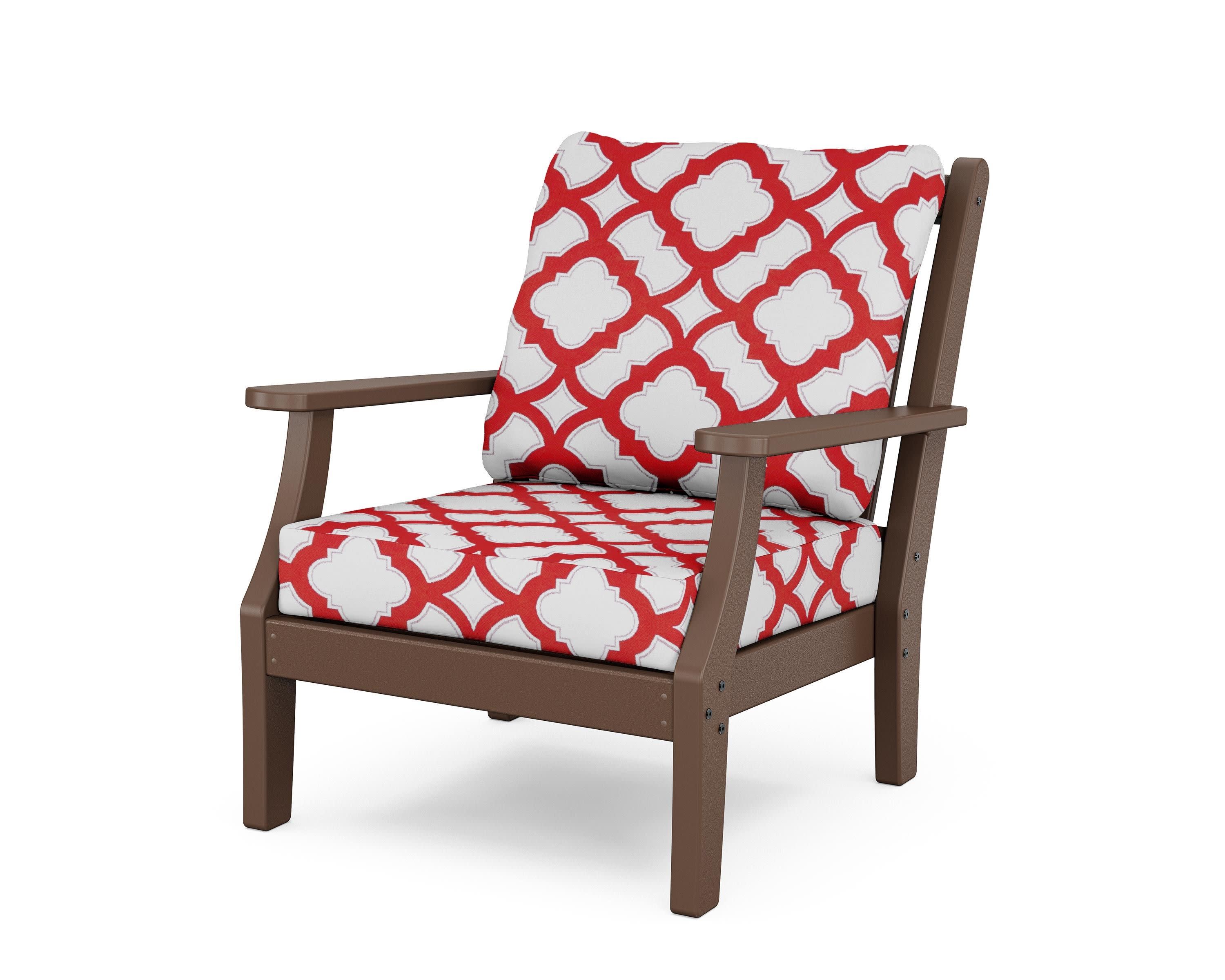 Wovendale Deep Seating Chair in Mahogany / Trellis Crimson
