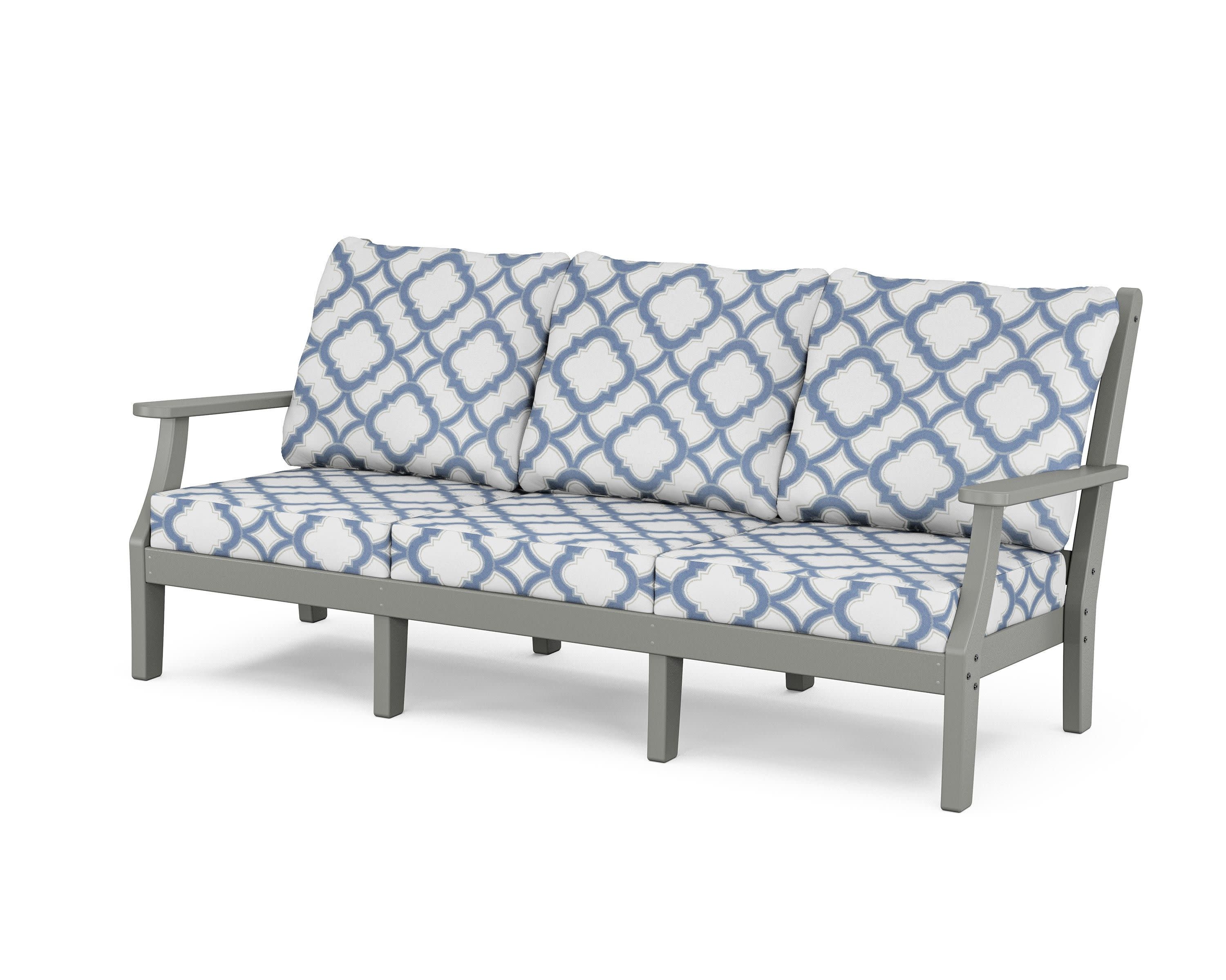 Wovendale Deep Seating Sofa in Slate Grey / Trellis Sky Blue