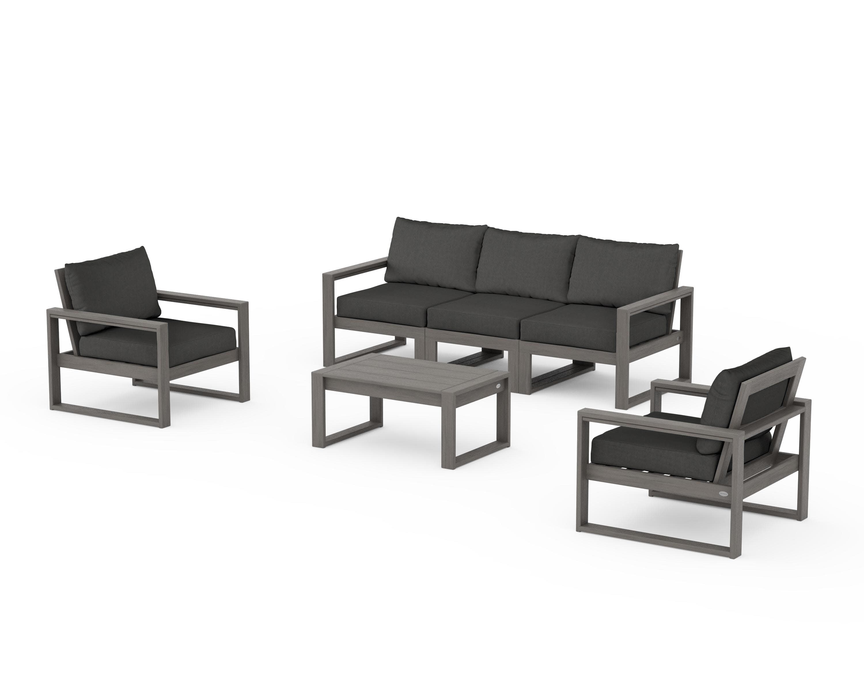 EDGE Sectional 4-Piece Deep Seating Set with Sofa in Driftwood / Spectrum Carbon