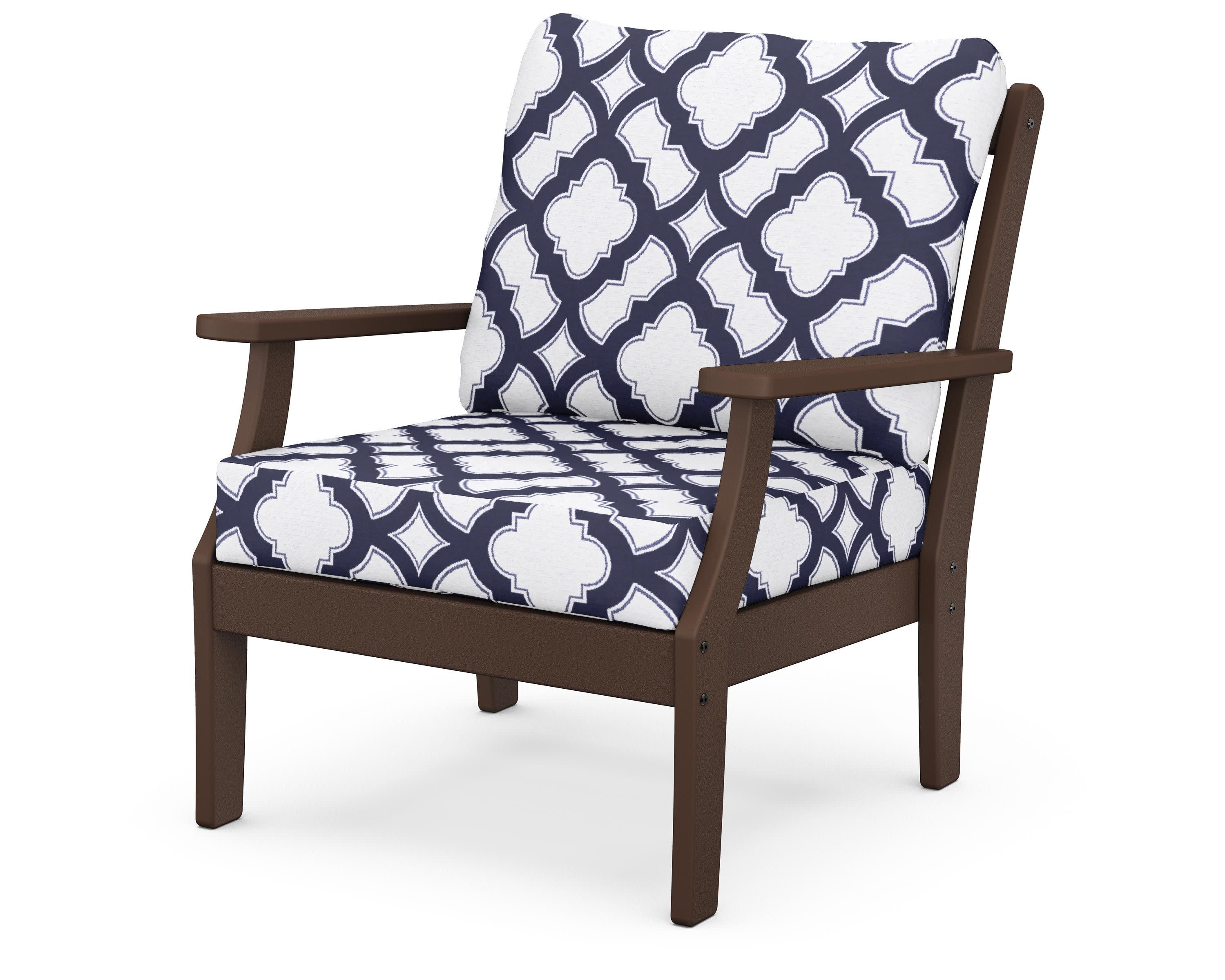 Braxton Deep Seating Chair in Mahogany / Trellis Navy