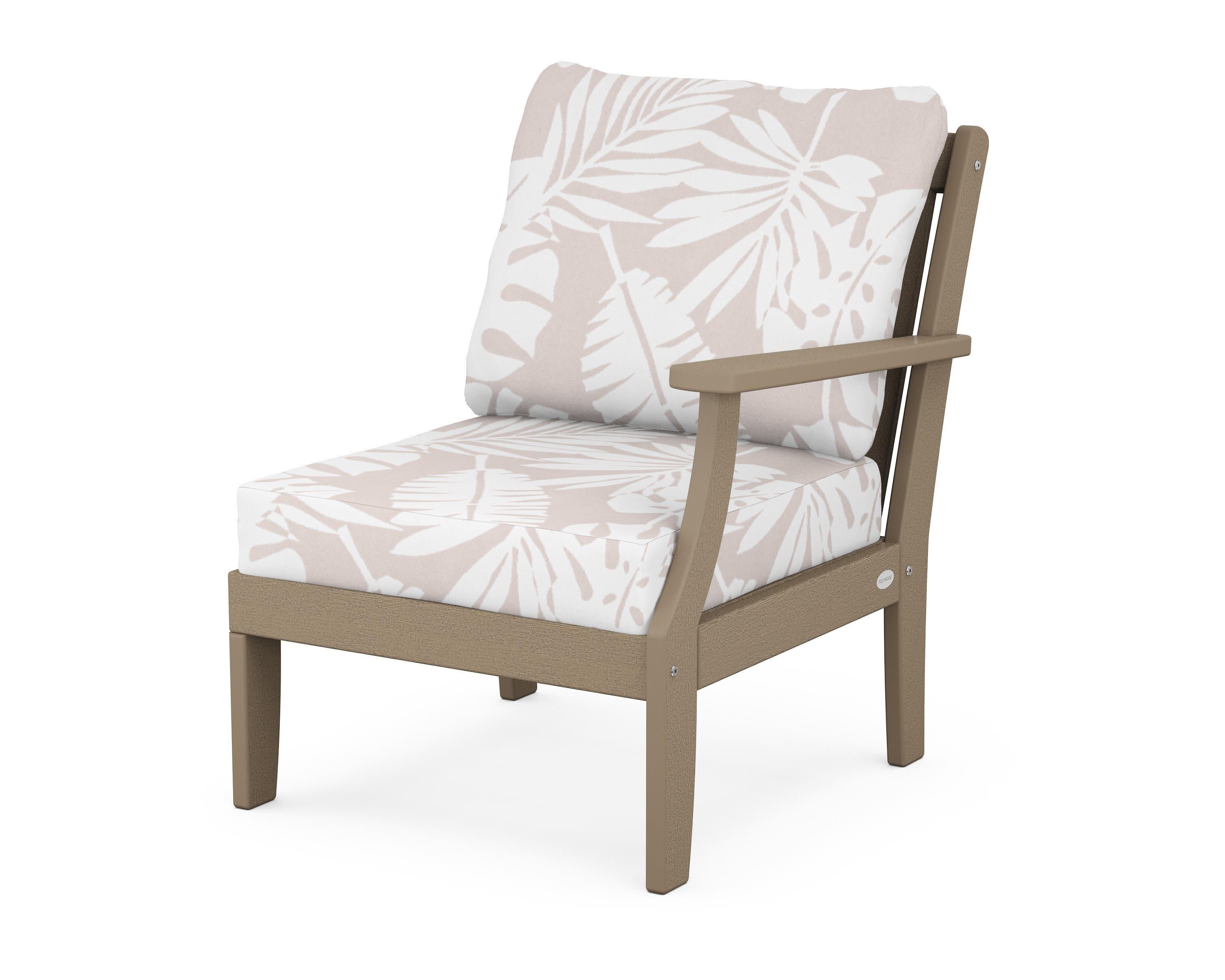 Braxton Modular Right Arm Chair in Vintage Sahara / Leaf Dune Burlap