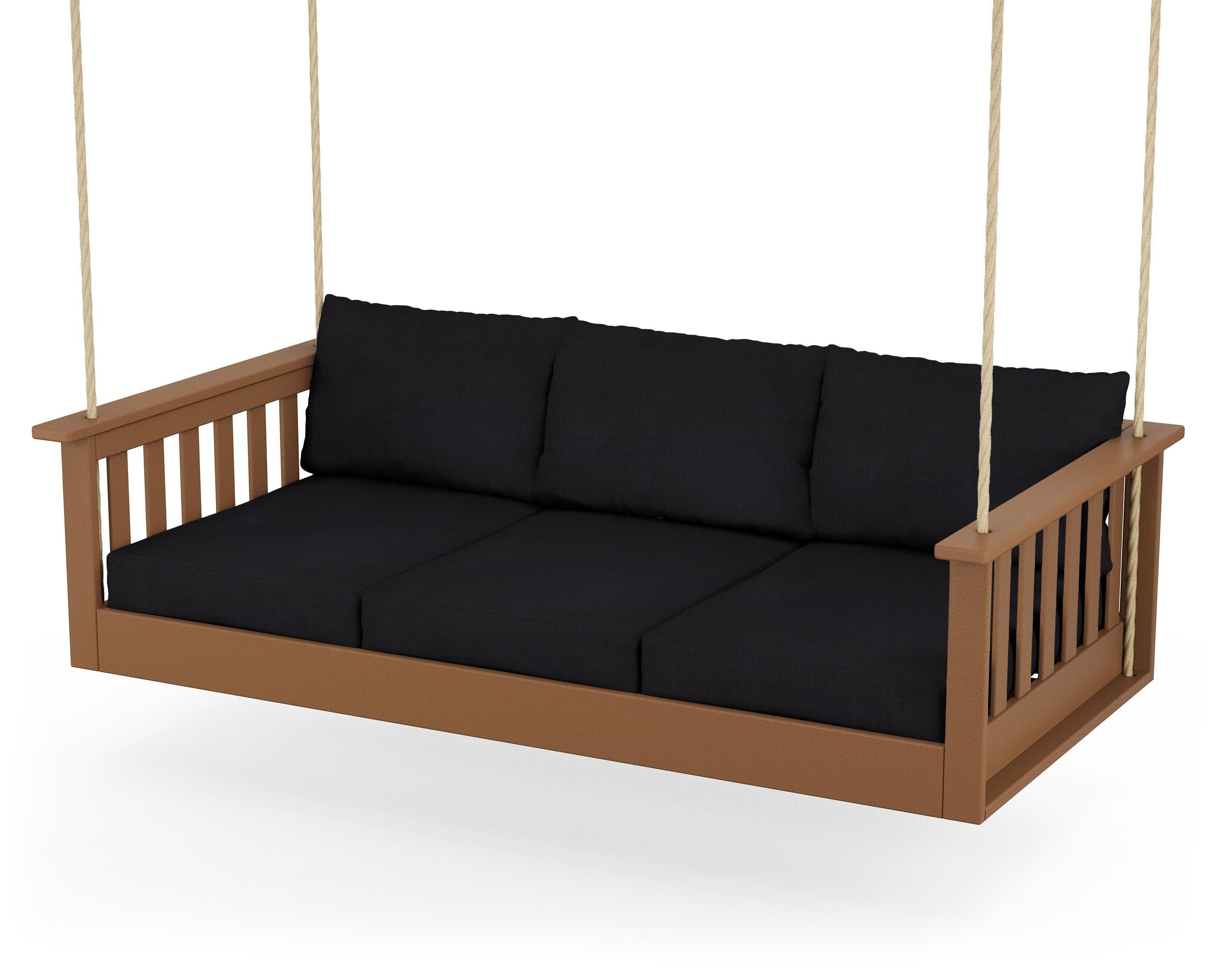 Vineyard Daybed Swing in Teak / Midnight Linen