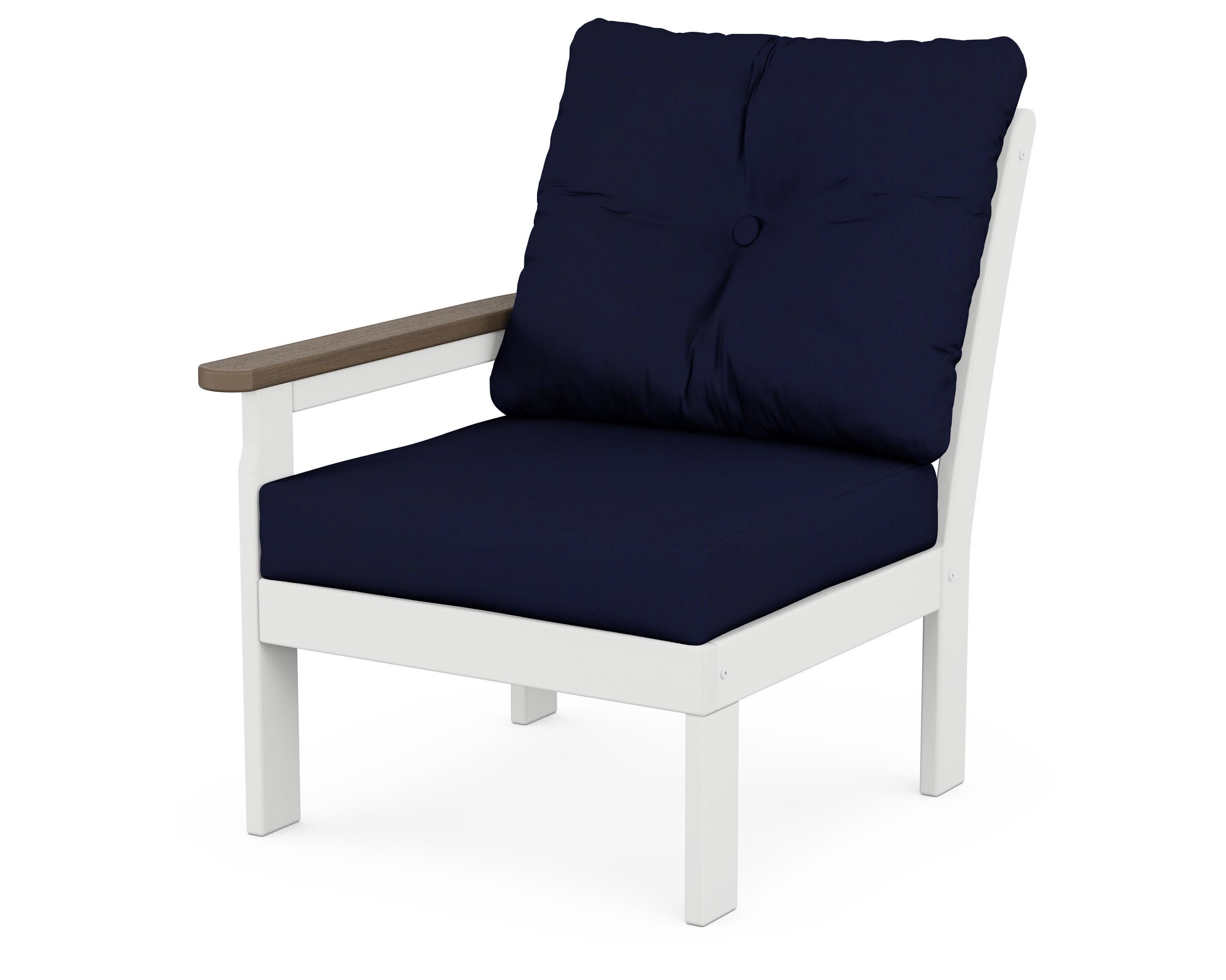 Vineyard Modular Left Arm Chair in White / Kona / Navy