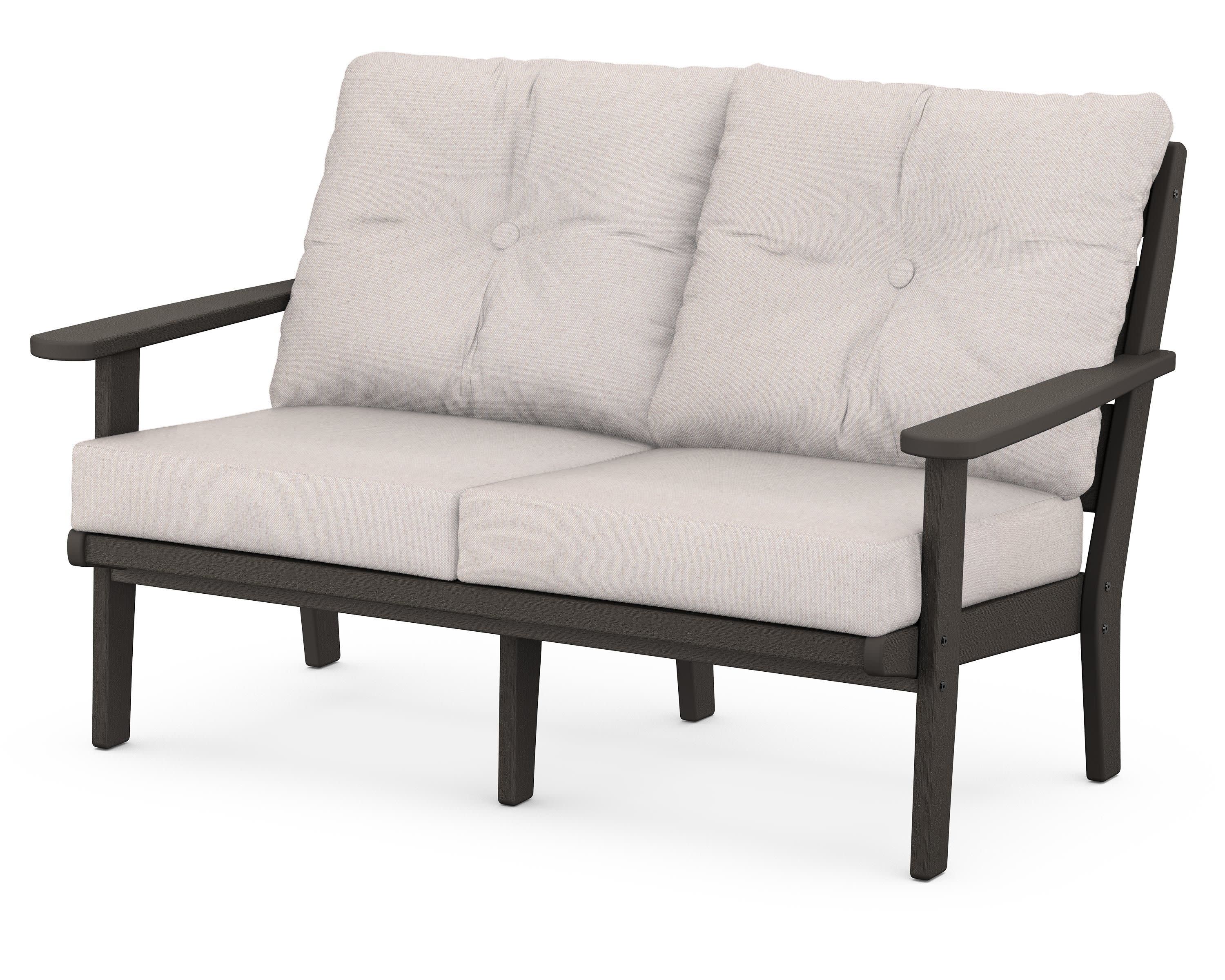Lakeside Deep Seating Loveseat in Vintage Coffee / Dune Burlap