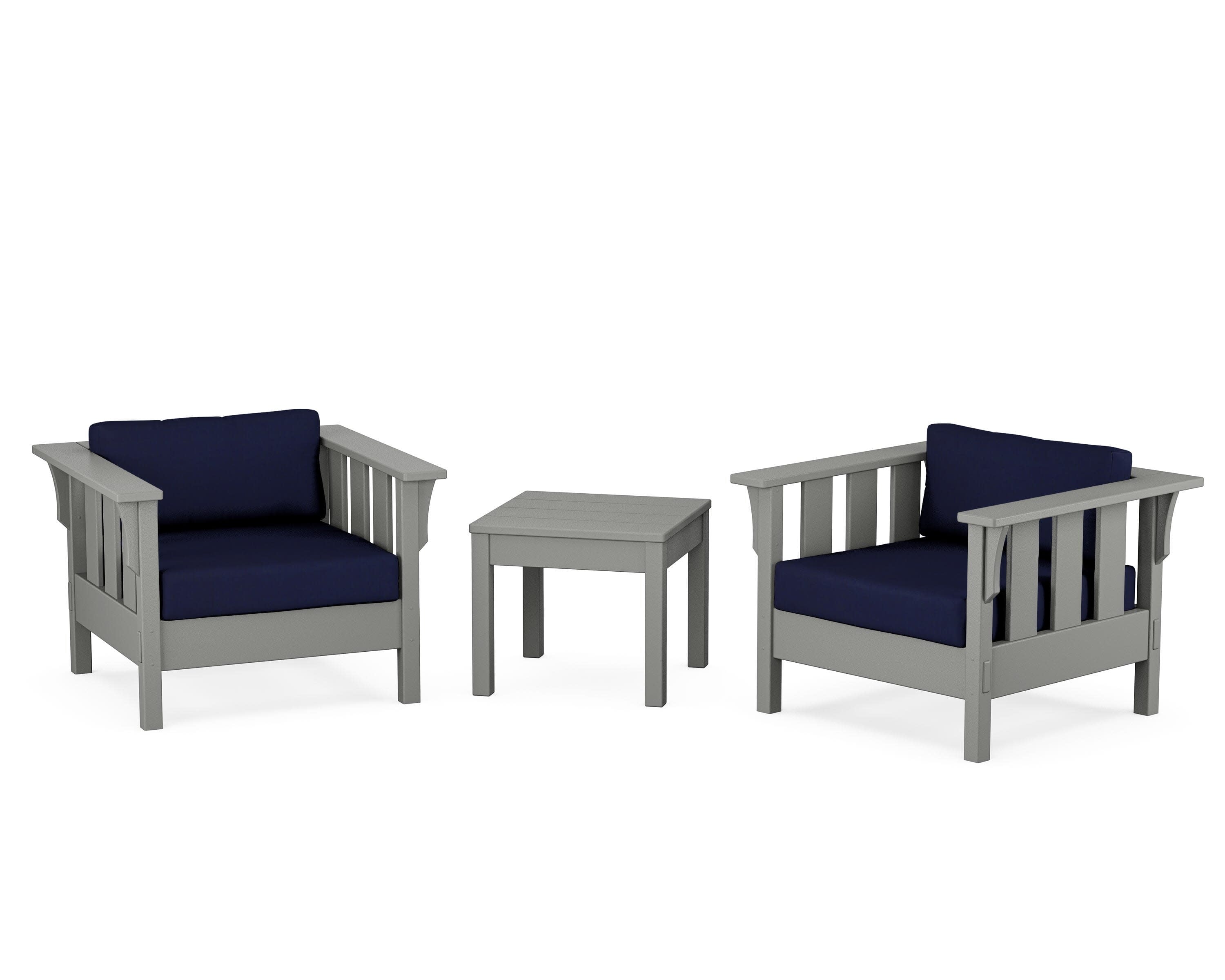 Acadia 3-Piece Deep Seating Set in Slate Grey / Navy
