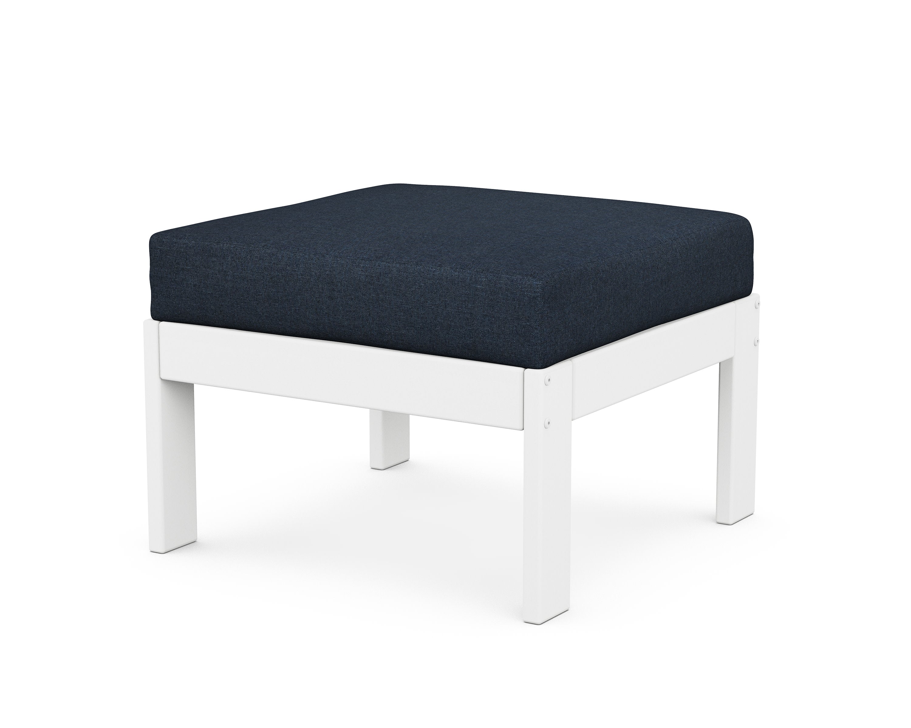 Vineyard Modular Ottoman in White / Marine Indigo