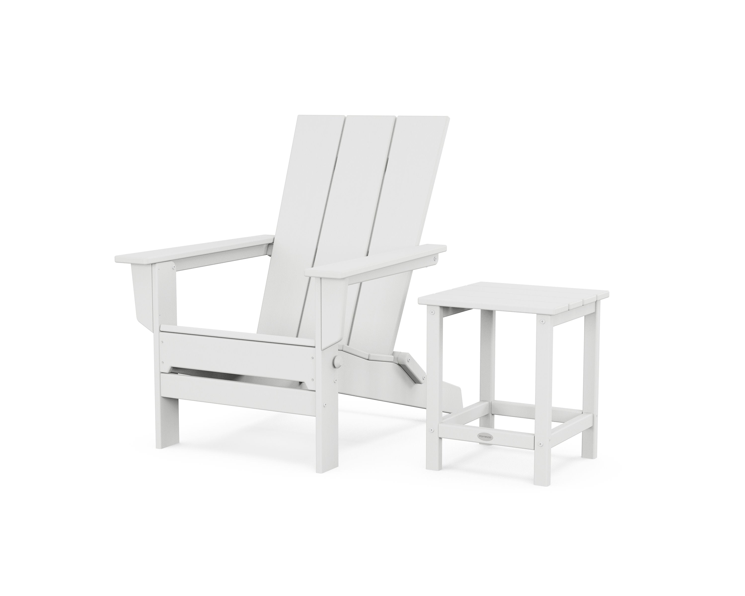 Modern Studio Folding Adirondack Chair with Side Table in White