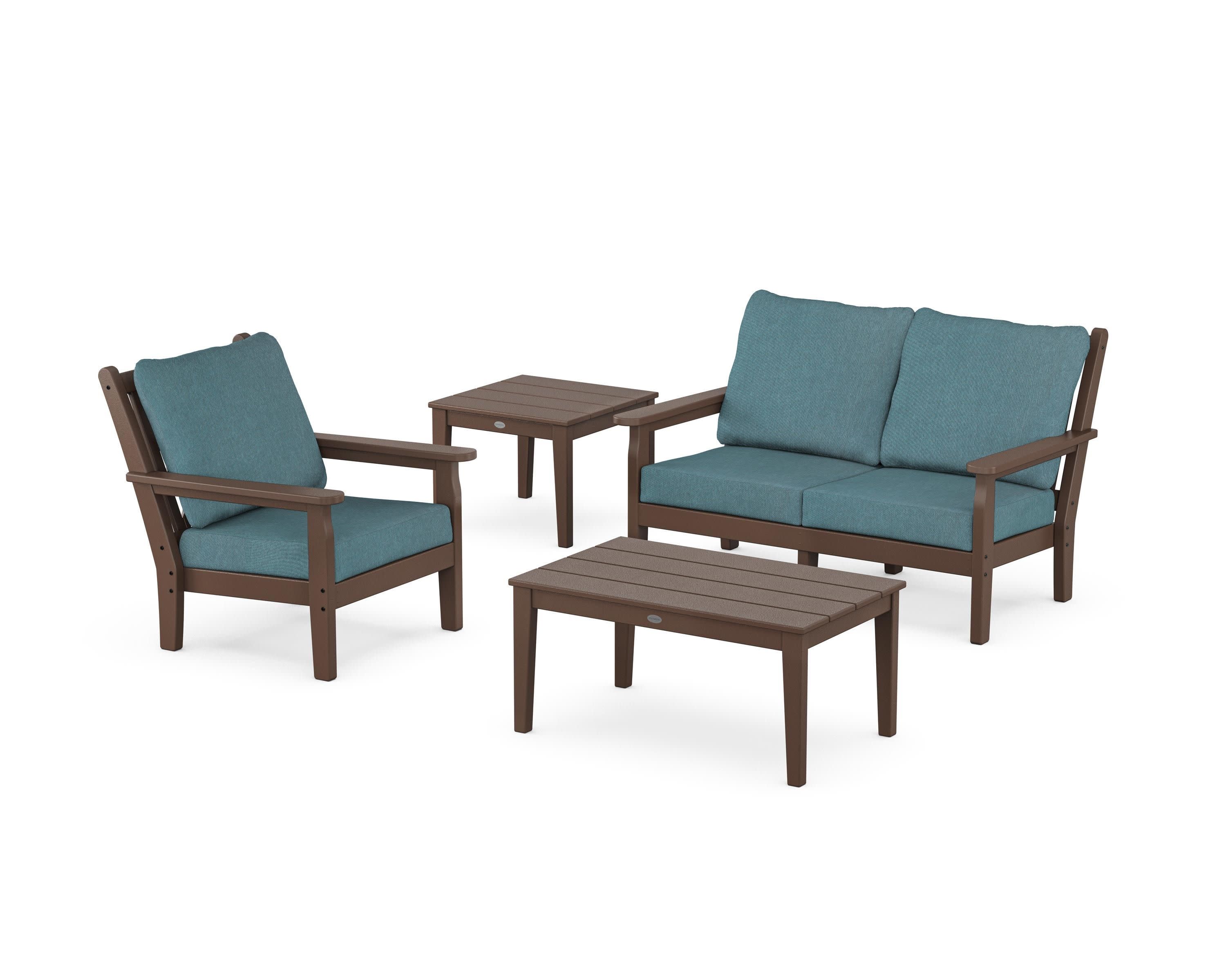 Chippendale 4-Piece Deep Seating Set in Mahogany / Ocean Teal
