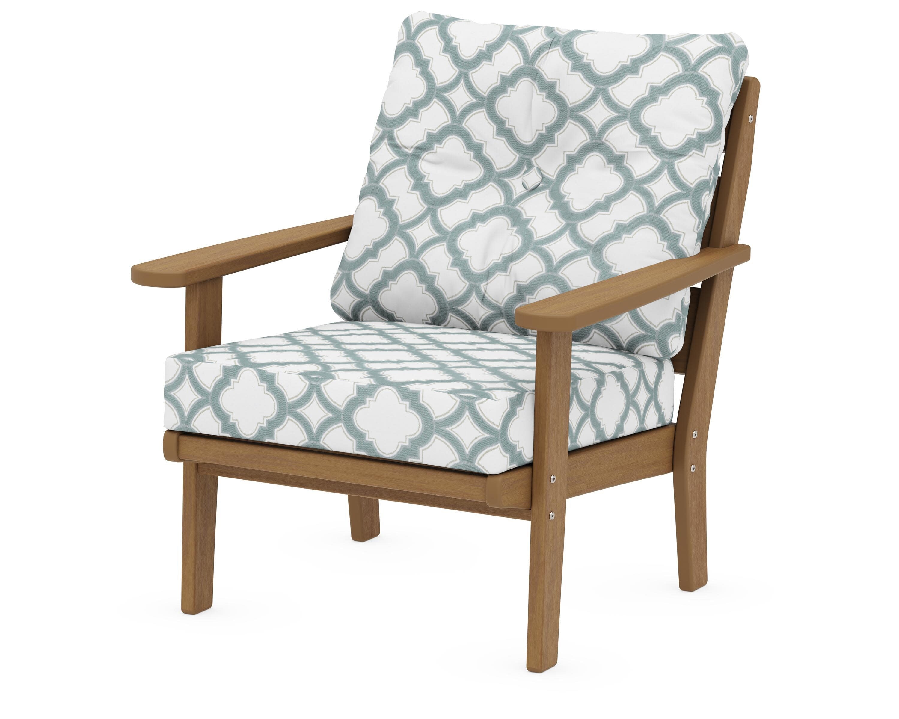 Lakeside Deep Seating Chair in Natural / Trellis Glacier Spa