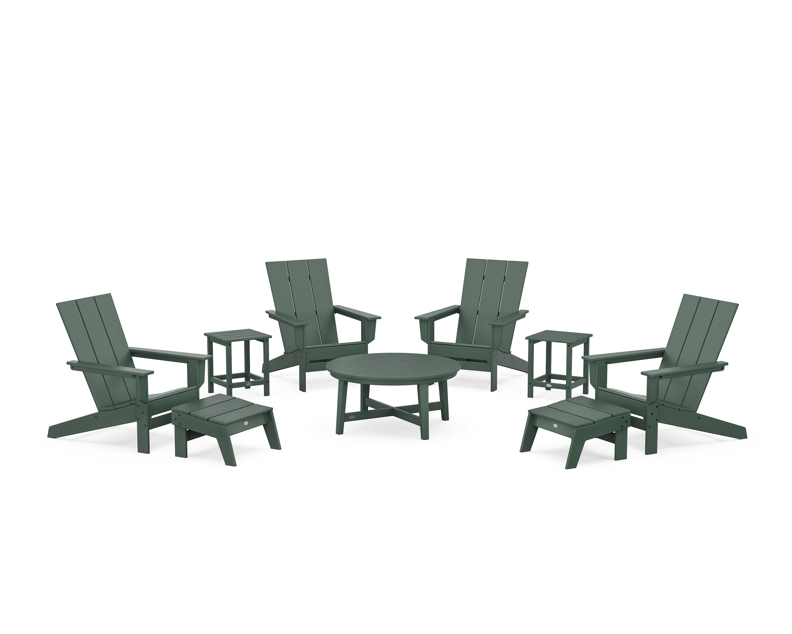 Modern Studio Adirondack 9-Piece Conversation Set in Green