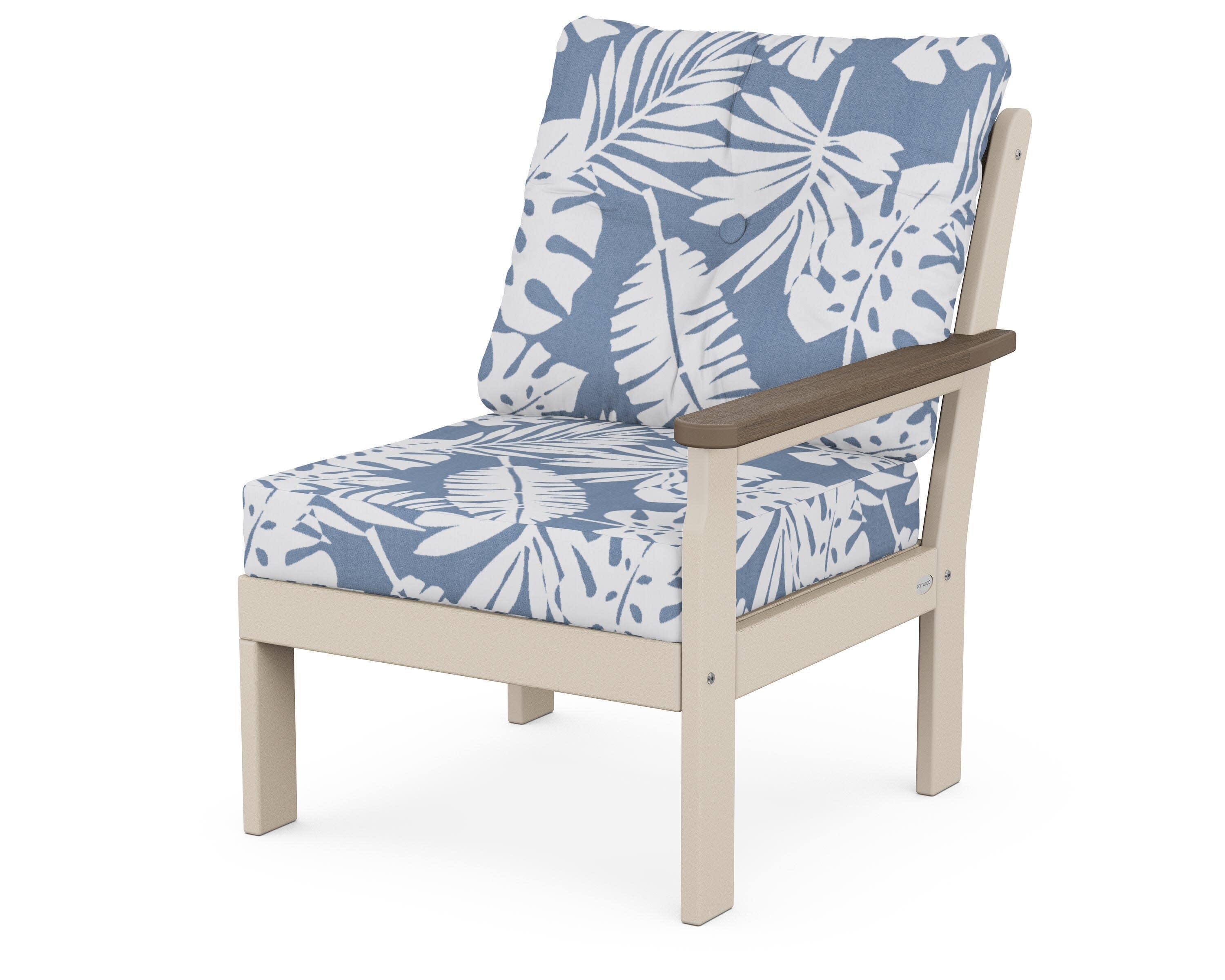 Vineyard Modular Right Arm Chair in Sand / Kona / Leaf Sky Blue