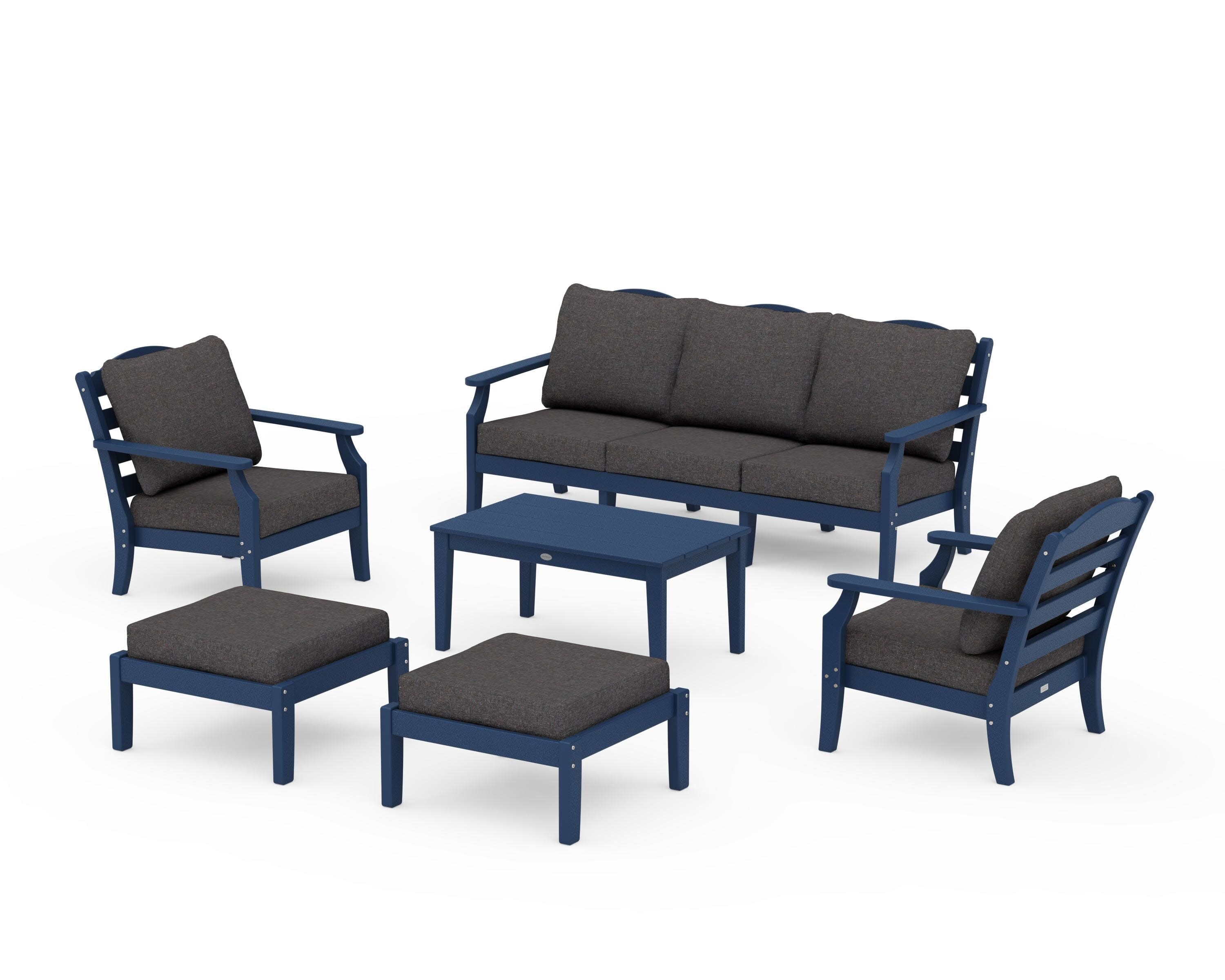 Savannah 6-Piece Lounge Sofa Set in Navy / Ash Charcoal