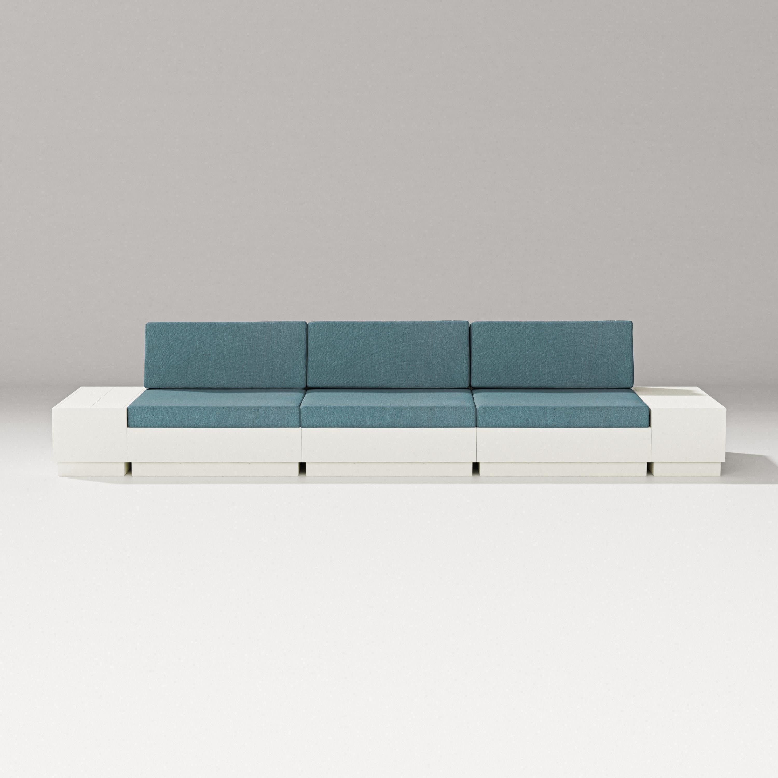 Elevate Straight Sectional in Vintage White / Ocean Teal