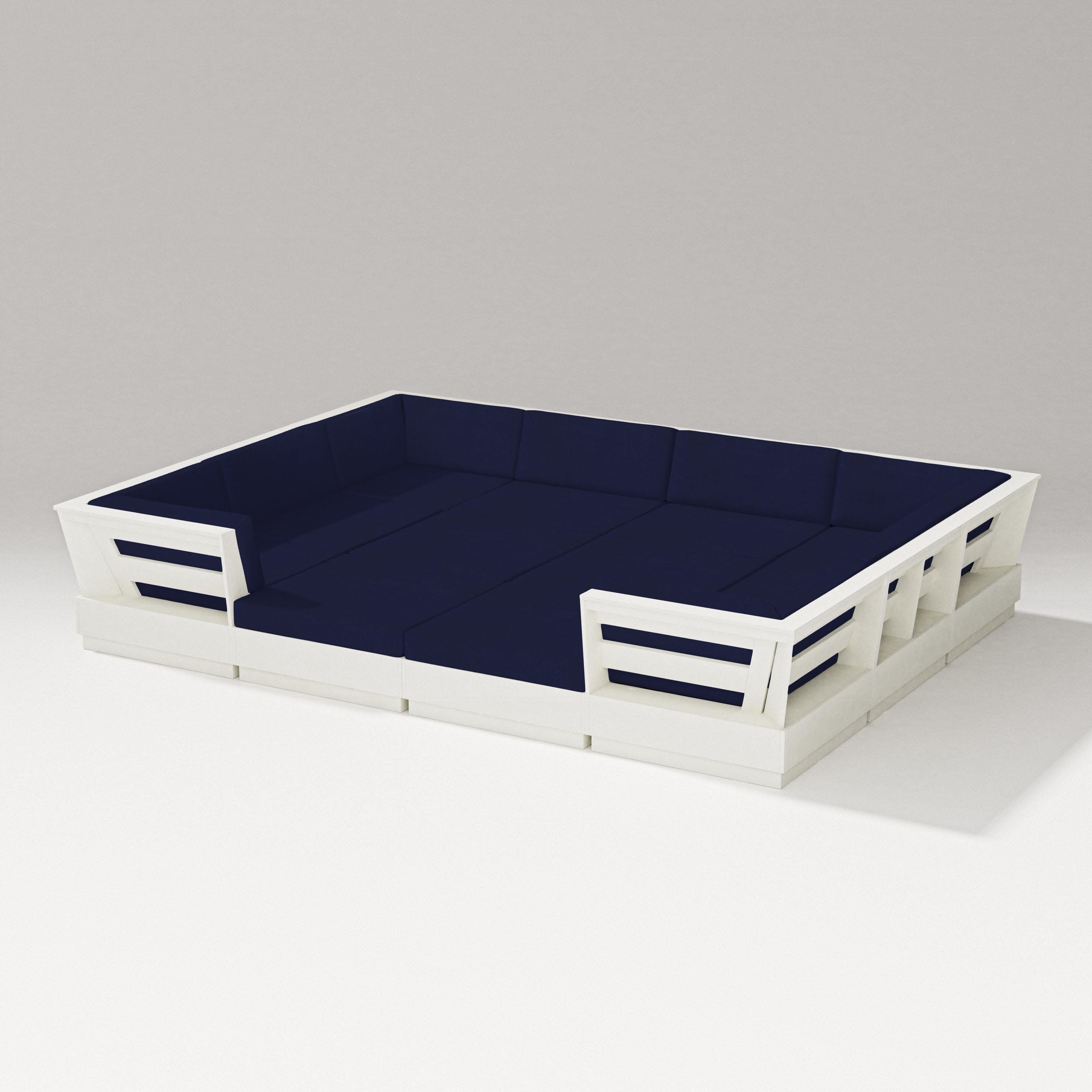 Elevate 12-Piece Pit Sectional in Vintage White / Navy