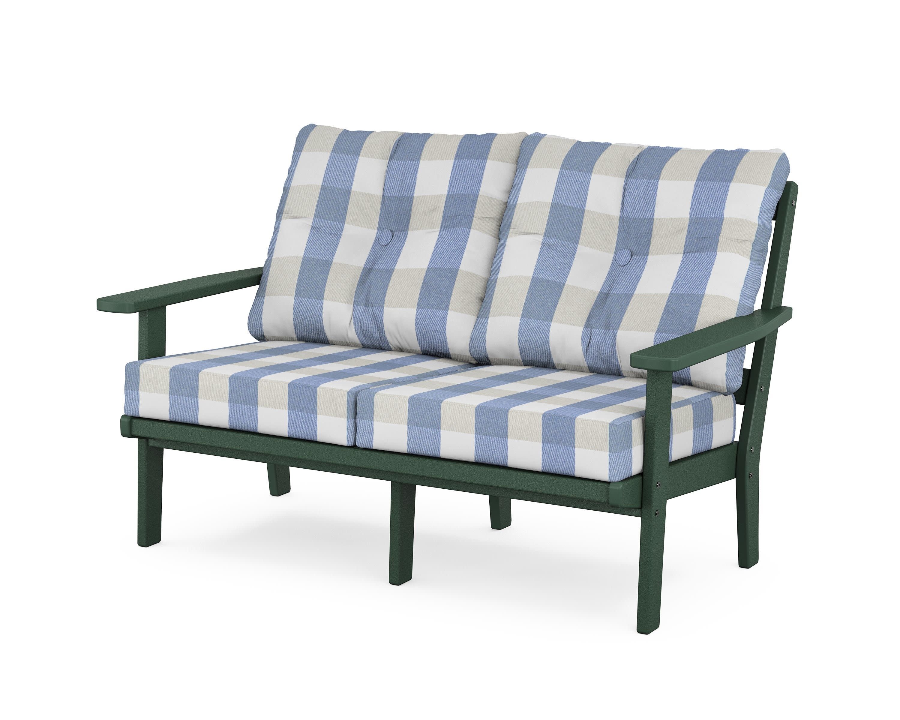 Oxford Deep SeatingLoveseat in Green / Buffalo Plaid Sky Blue