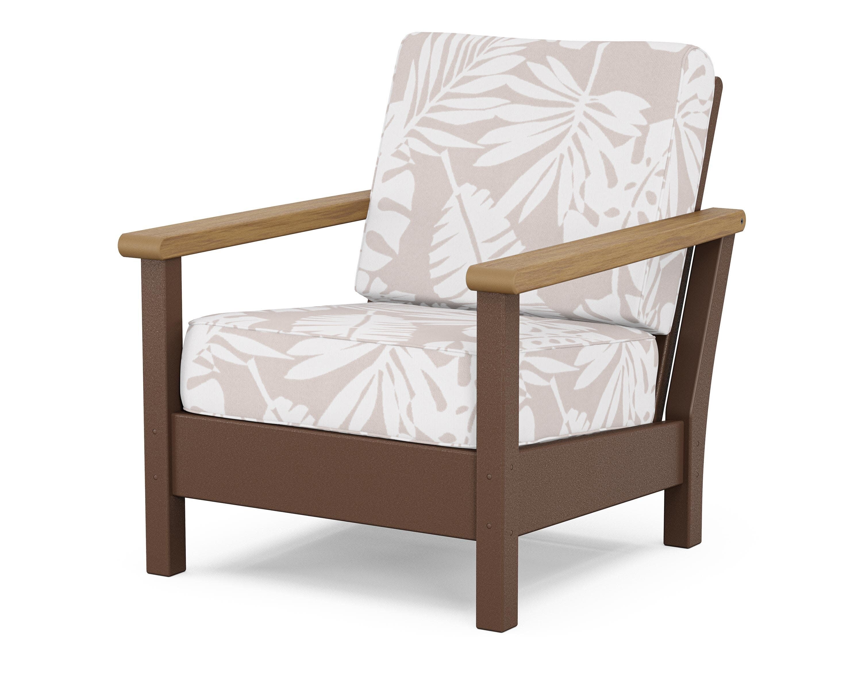 Harbour Deep Seating Chair in Mahogany / Natural / Leaf Dune Burlap