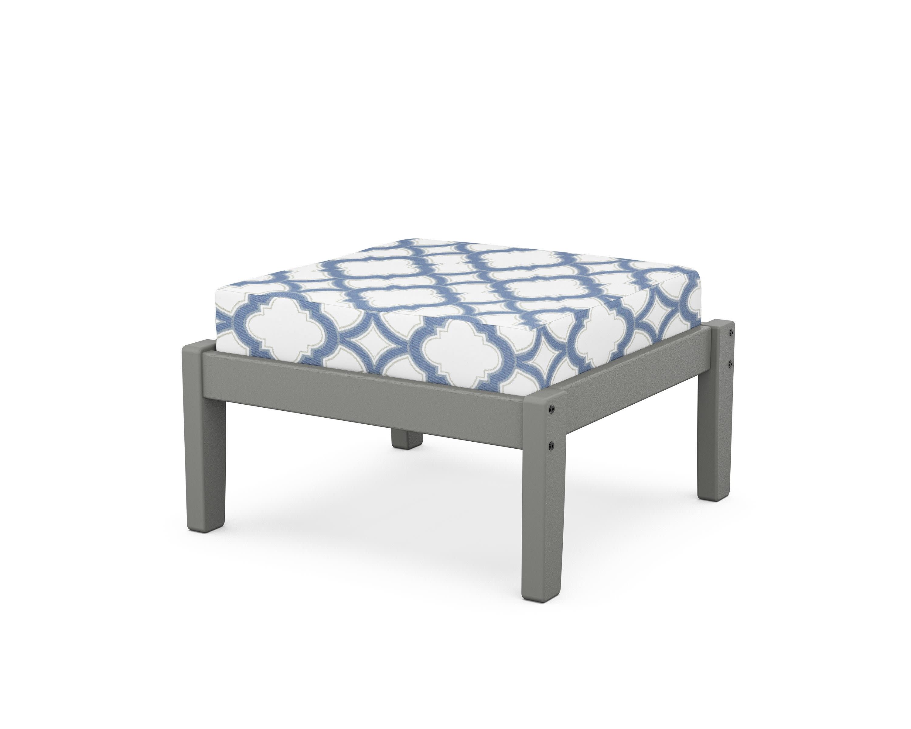 Deep Seating Ottoman in Slate Grey / Trellis Sky Blue