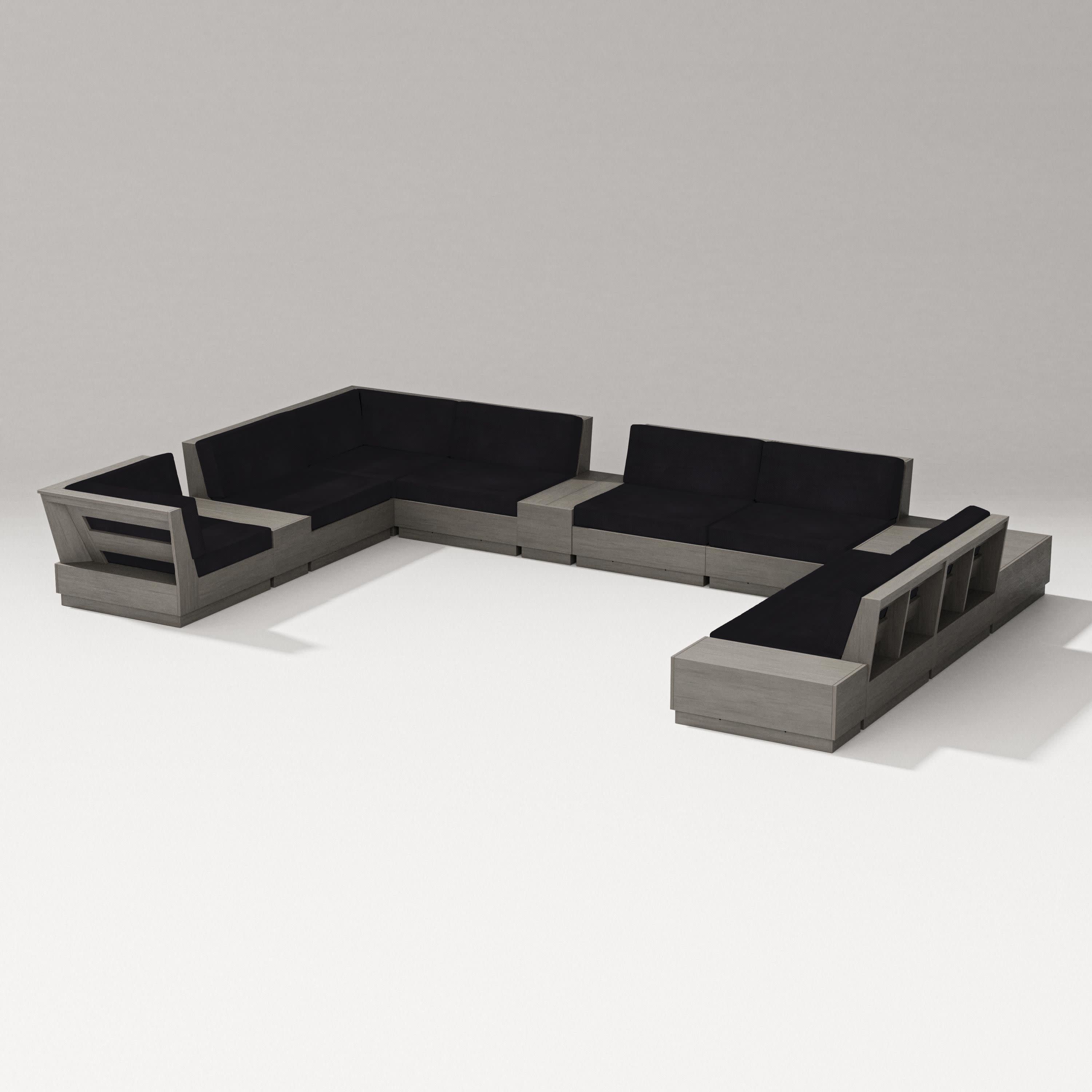 Elevate 12-Piece Conversation Sectional Set in Driftwood / Midnight Linen