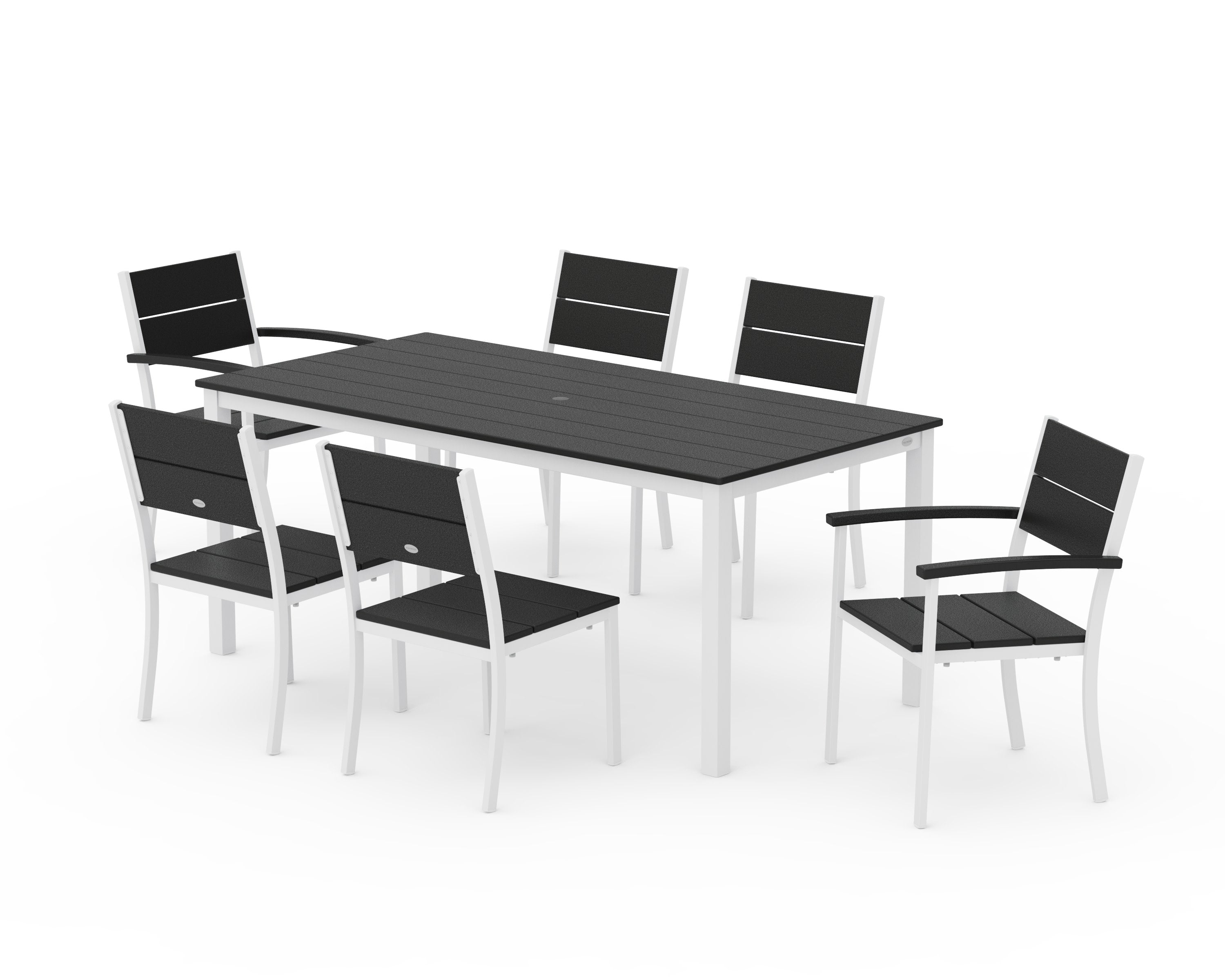 Main Street 7-Piece Dining Set in White / Black