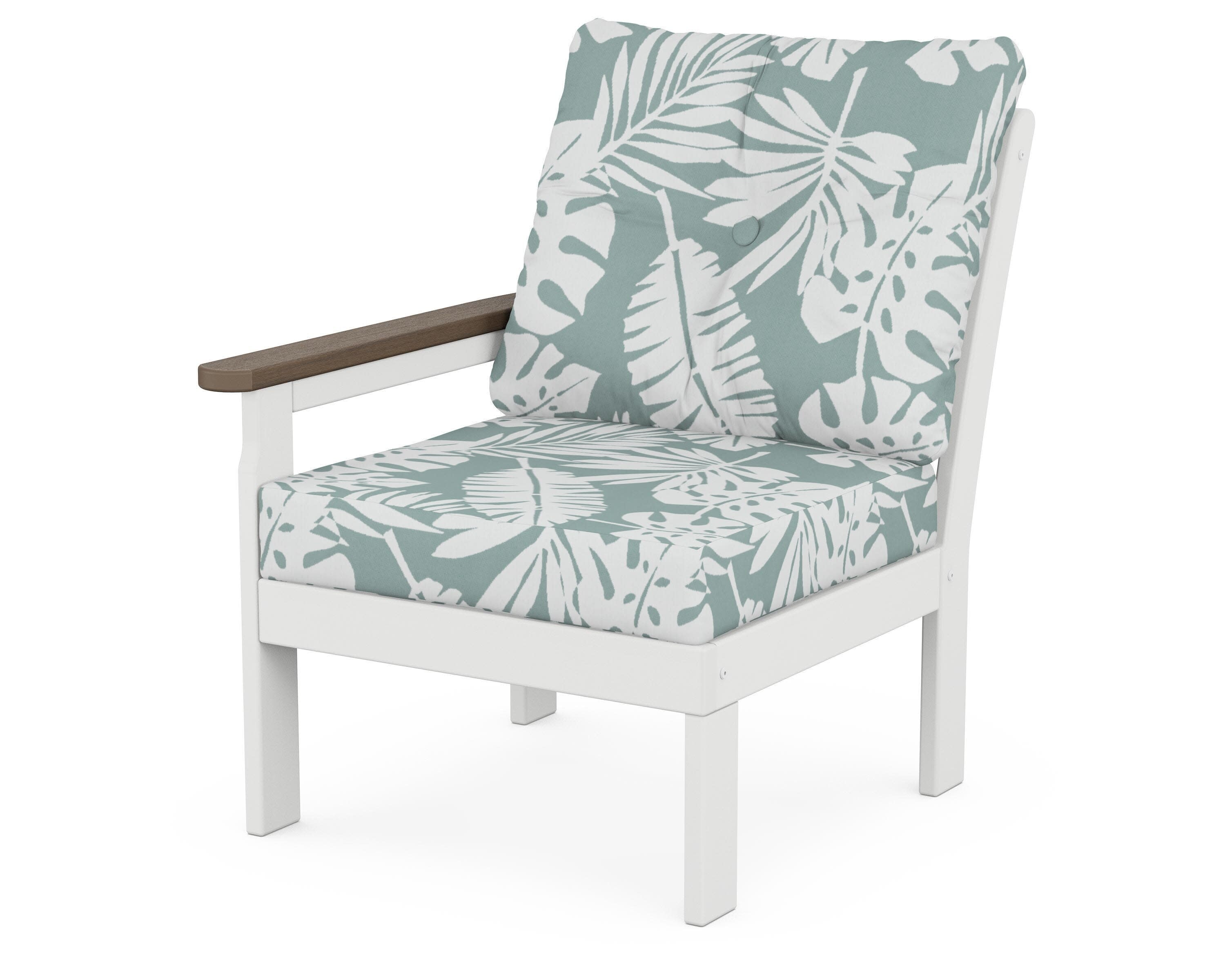 Vineyard Modular Left Arm Chair in White / Kona / Leaf Glacier Spa