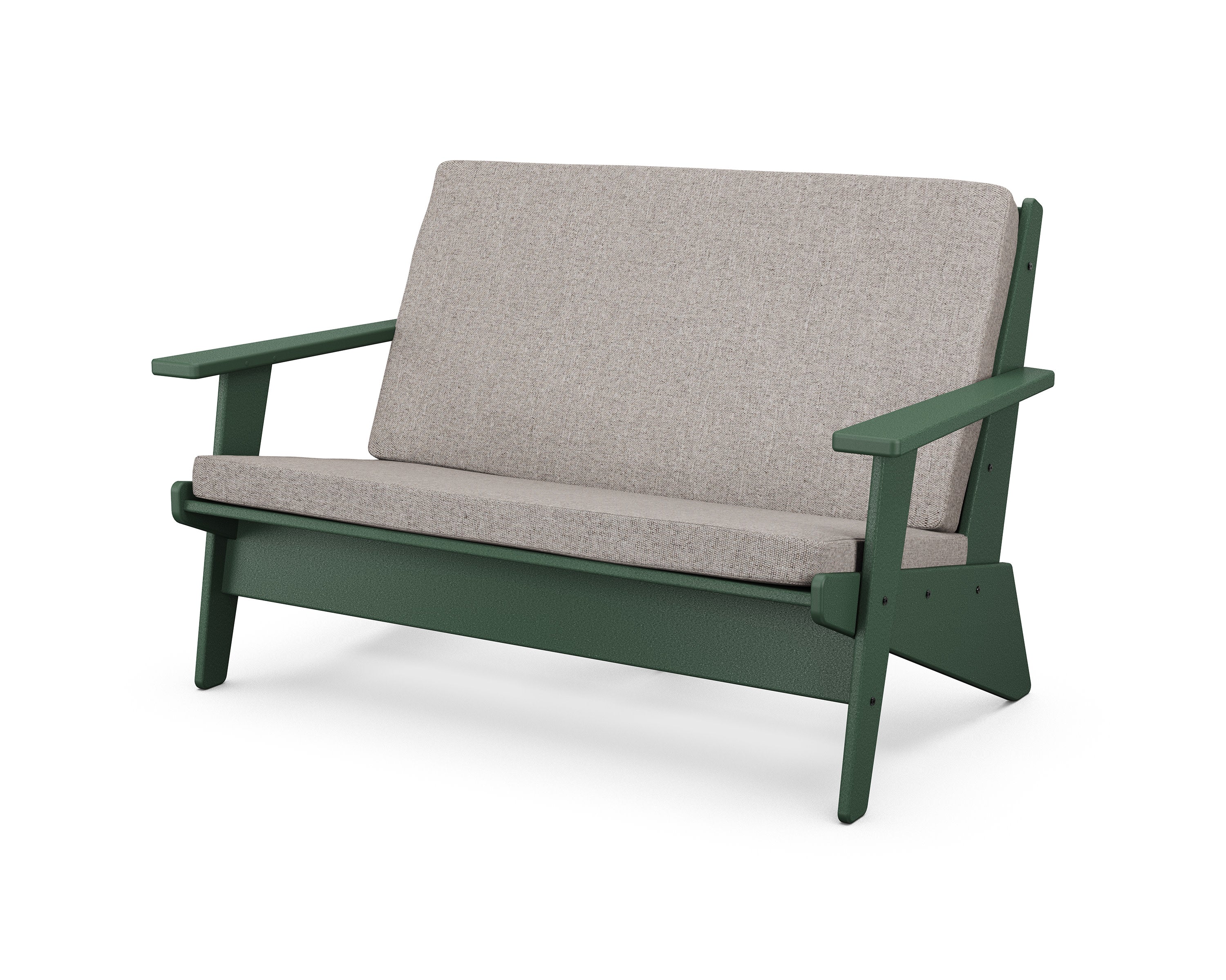 Riviera Modern Lounge Loveseat in Green / Weathered Tweed