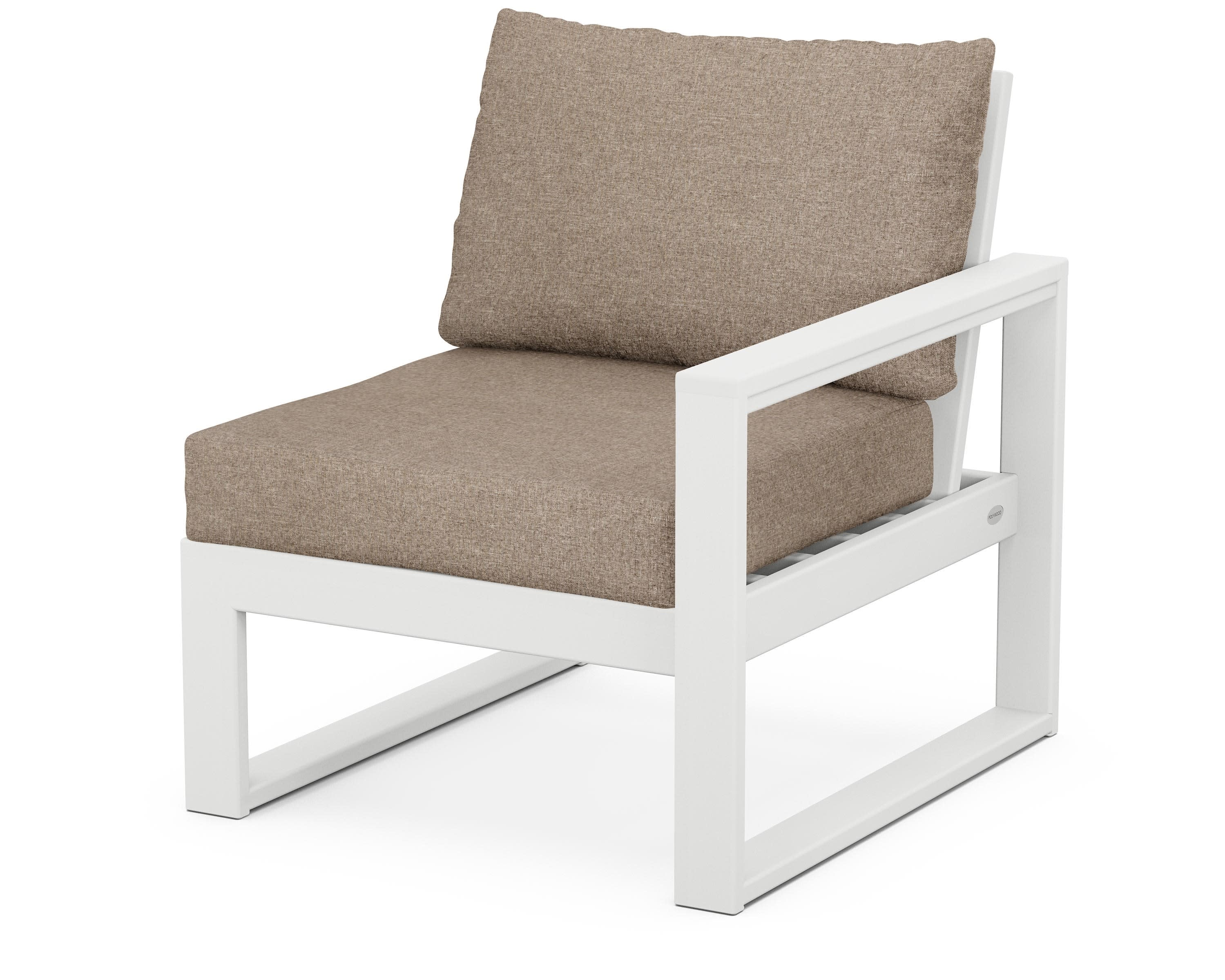 EDGE Modular Right Arm Chair in White / Spiced Burlap
