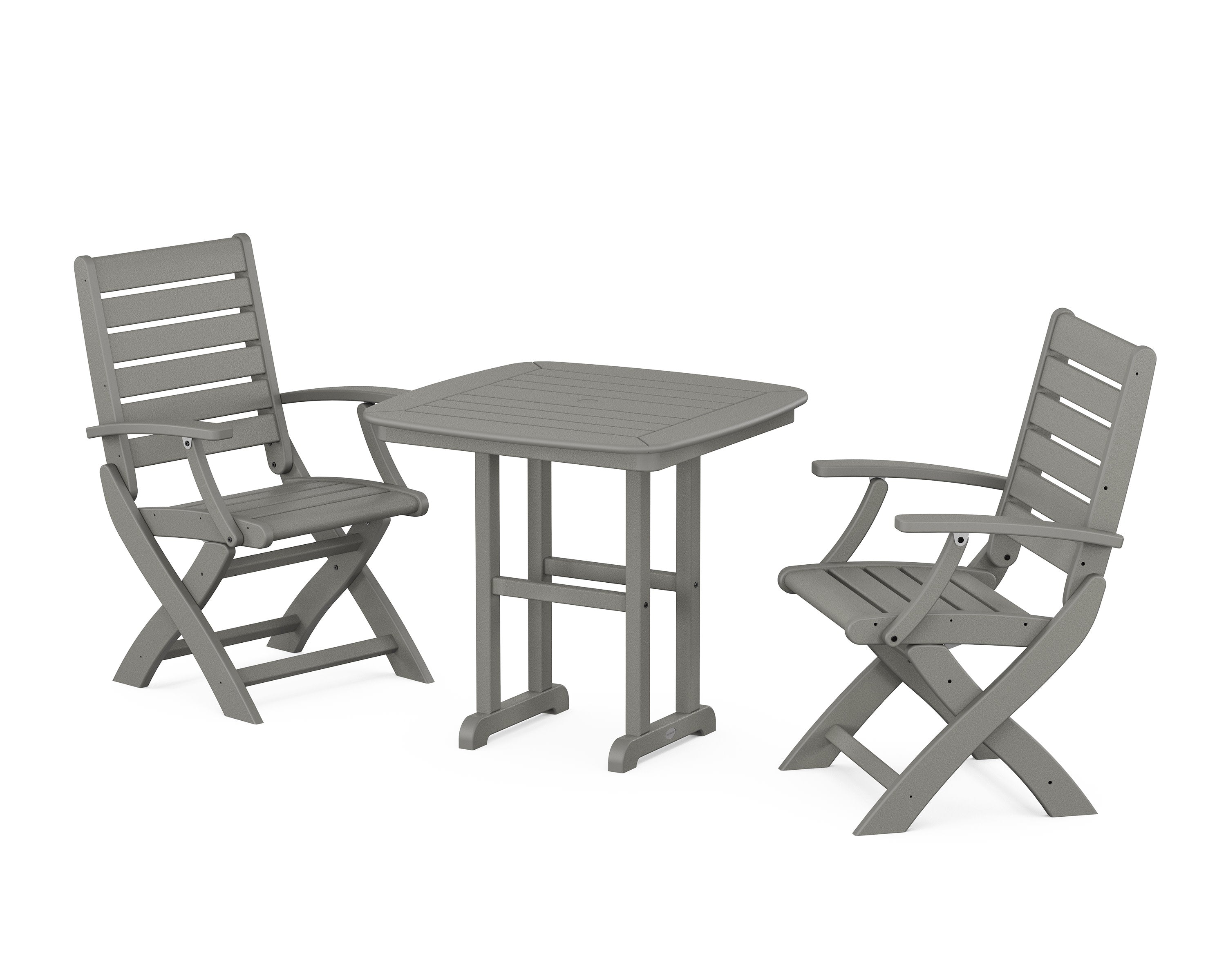 Signature Folding Chair 3-Piece Dining Set in Slate Grey