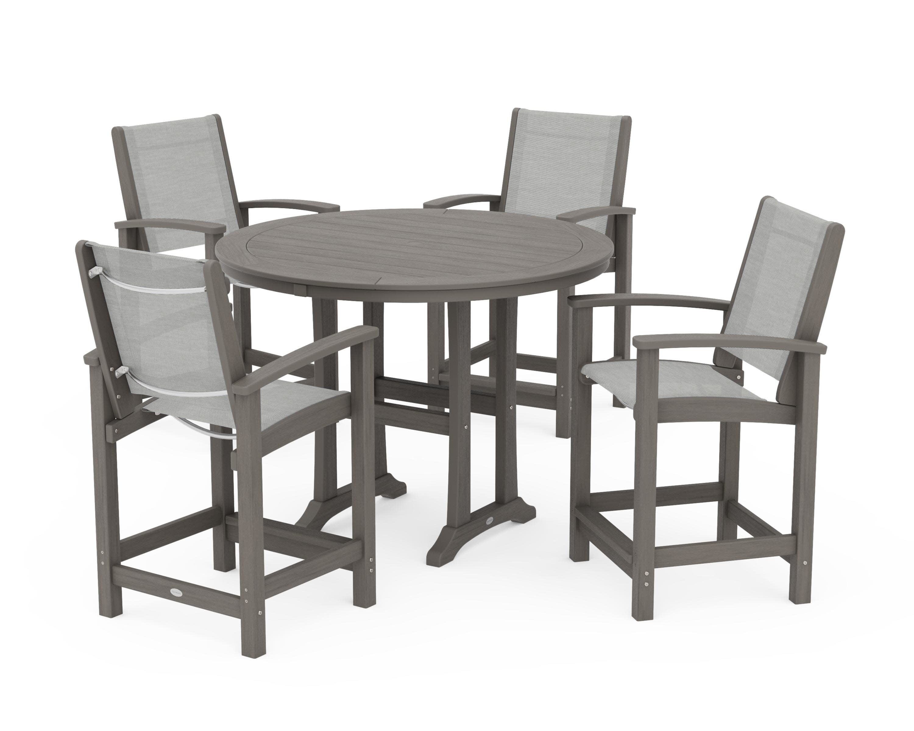 Coastal 5-Piece Counter Set in Driftwood / Metallic Sling